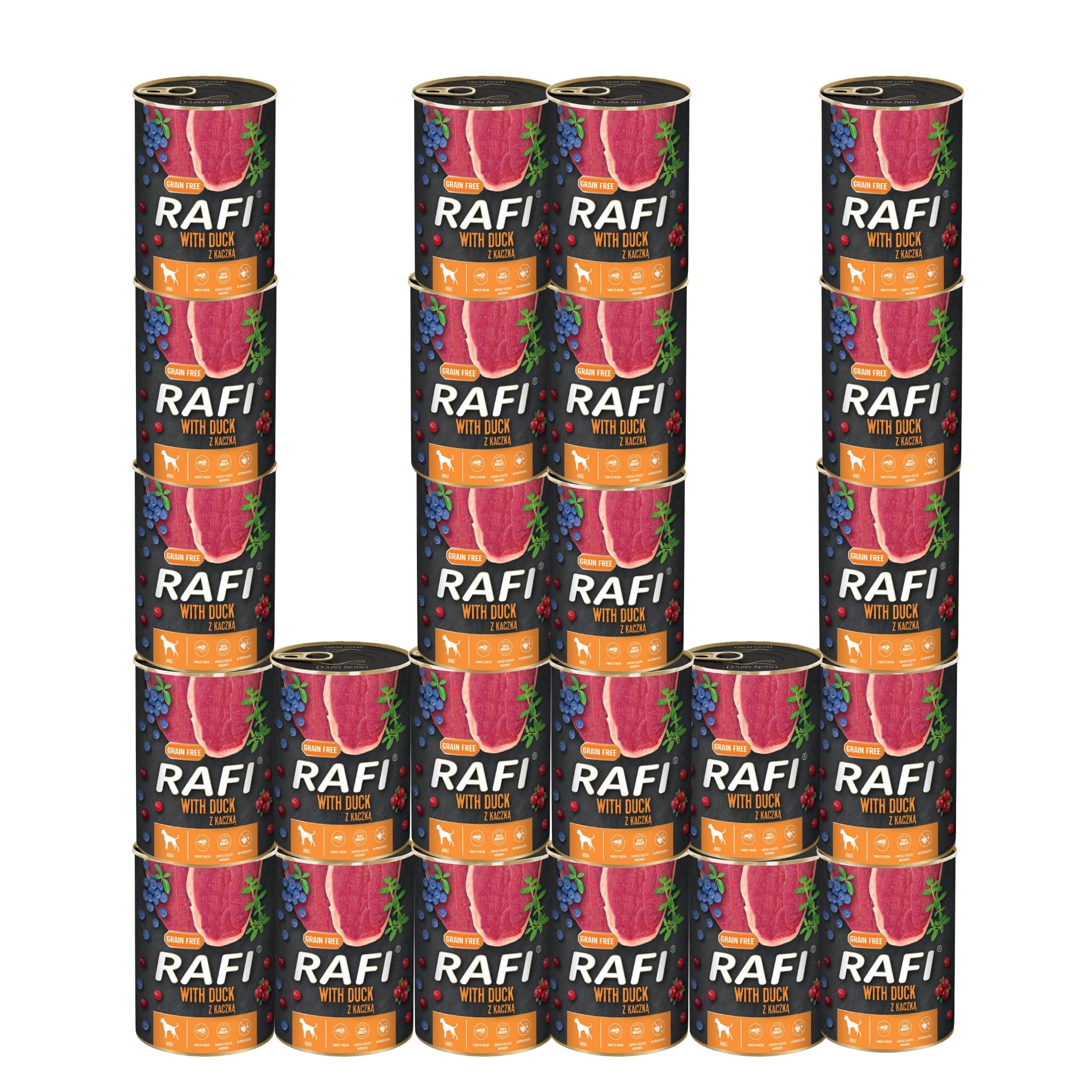Rafi Complete Adult Wet Dog Food, Duck, 24 x 400g Cans
