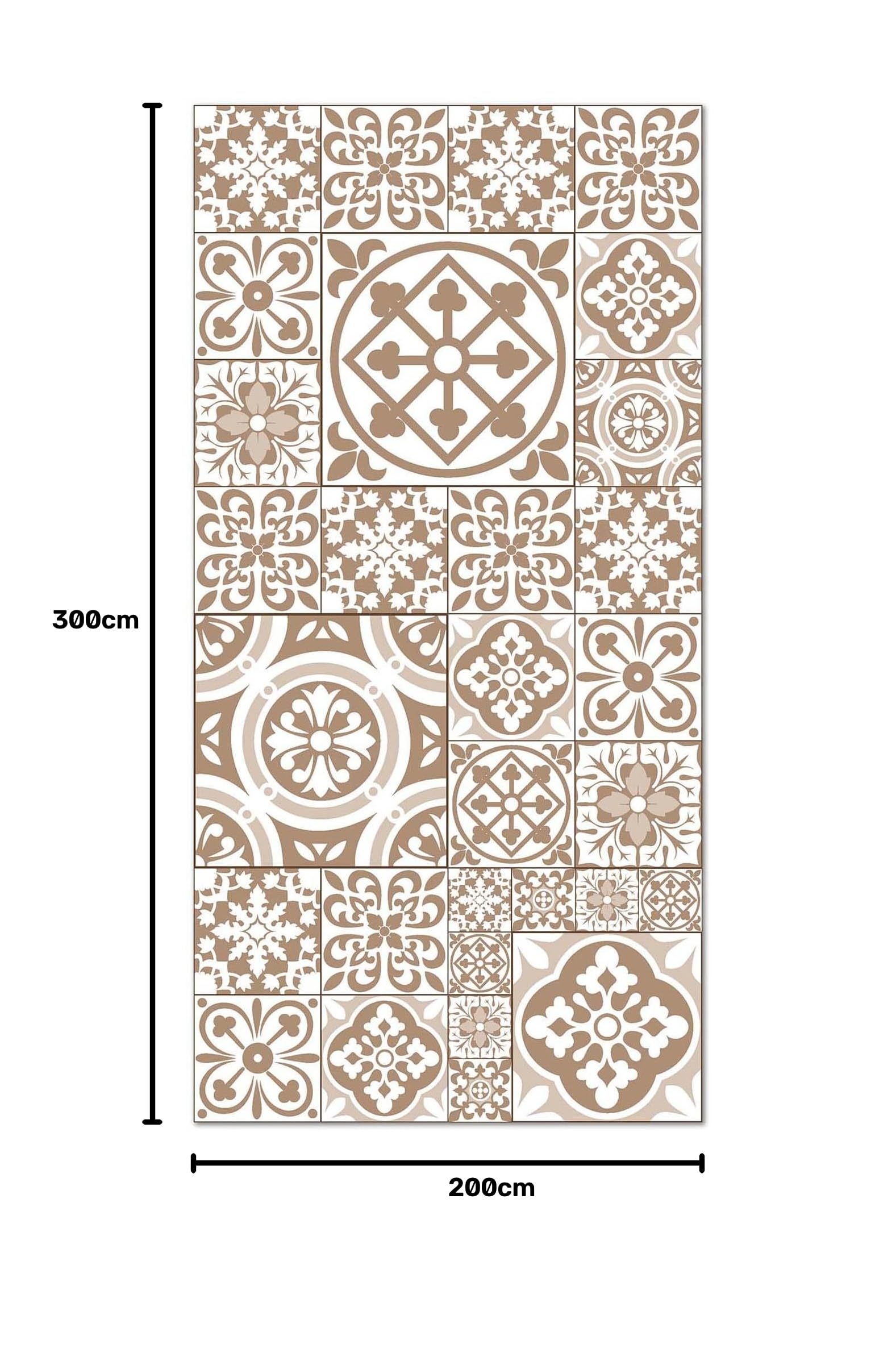 Panorama Alfombra Vinílica - Modelo Hidráulica Talavera Marrón 300x200 cm - Varios tamaños - Decoración Hogar, Cocina, Salón