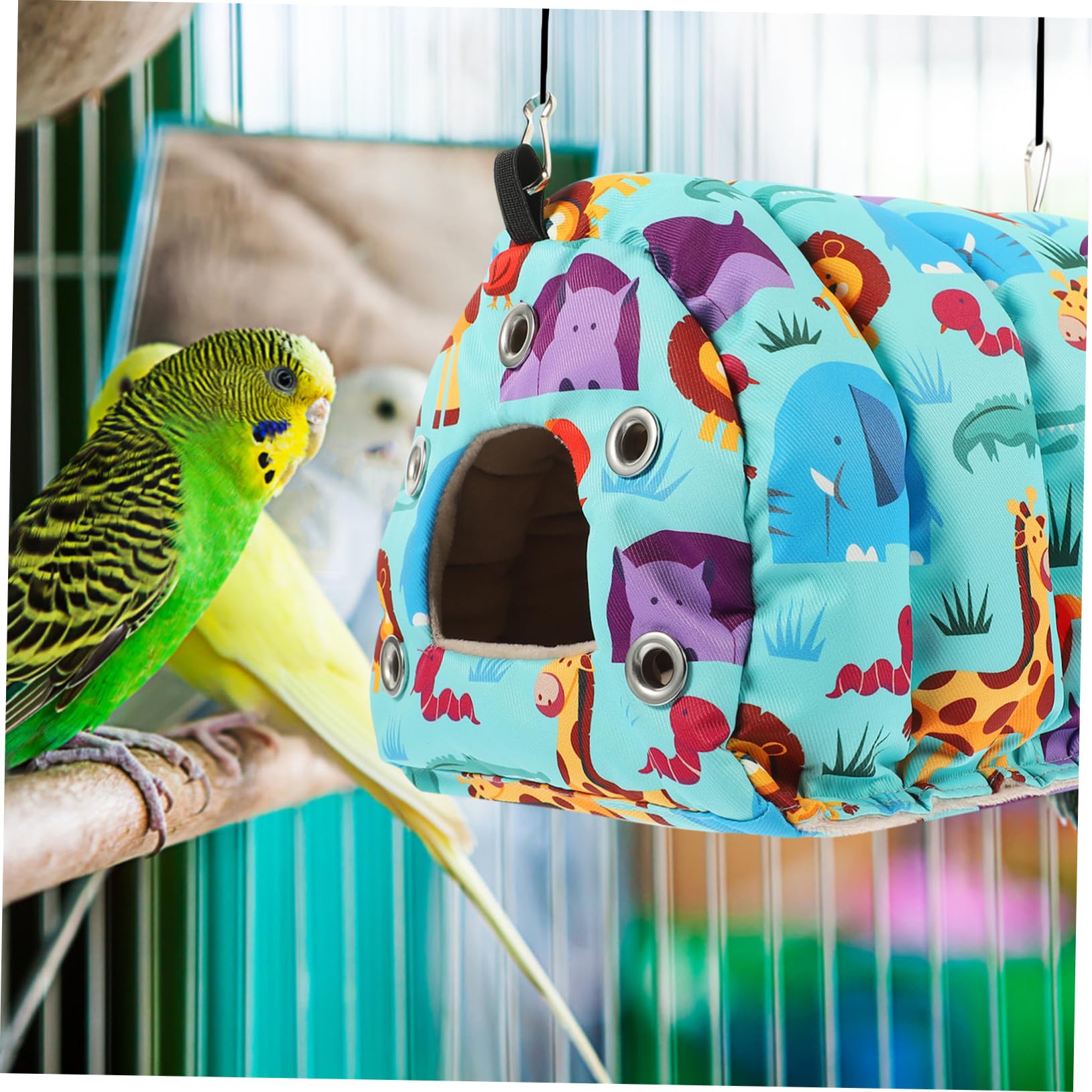 Nido de Pájaro Colgante para Jaula, Cómodo para Descanso | Algodón y Poliéster, Forma Suspendida, para Aves y Mascotas Pequeñas, Uso en Ventanas y Salidas al Aire Libre