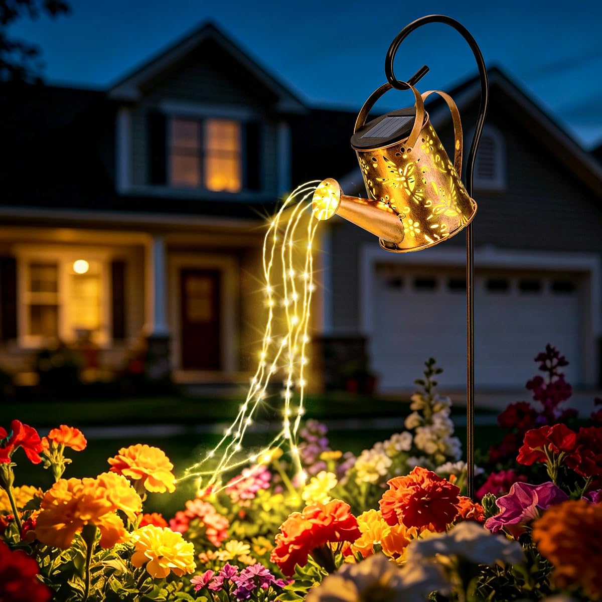 Solar Watering Can Light for Flower Bed Decor, Hanging Gift | Metal Durable Waterproof, Garden Patio Yard Backyard Decoration, Birthday Gift for Mom Grandma Women