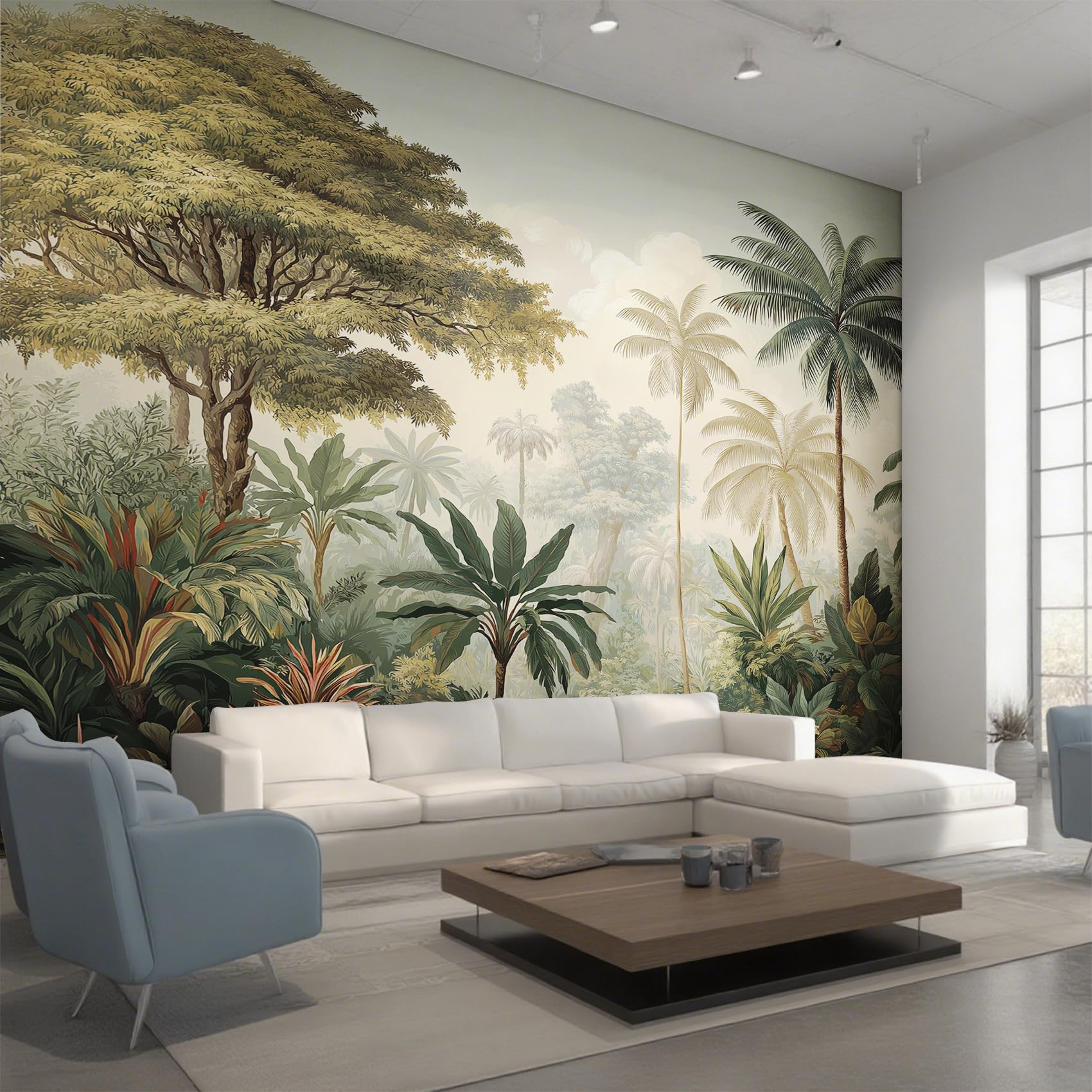 Genérico Papel Pintado Selva Tropical, Papel Pintado Pared Bosque Plantas de Decorativos del Hogar, para Salon Dormitorio Decoracion Pared, 352x250cm D&O98