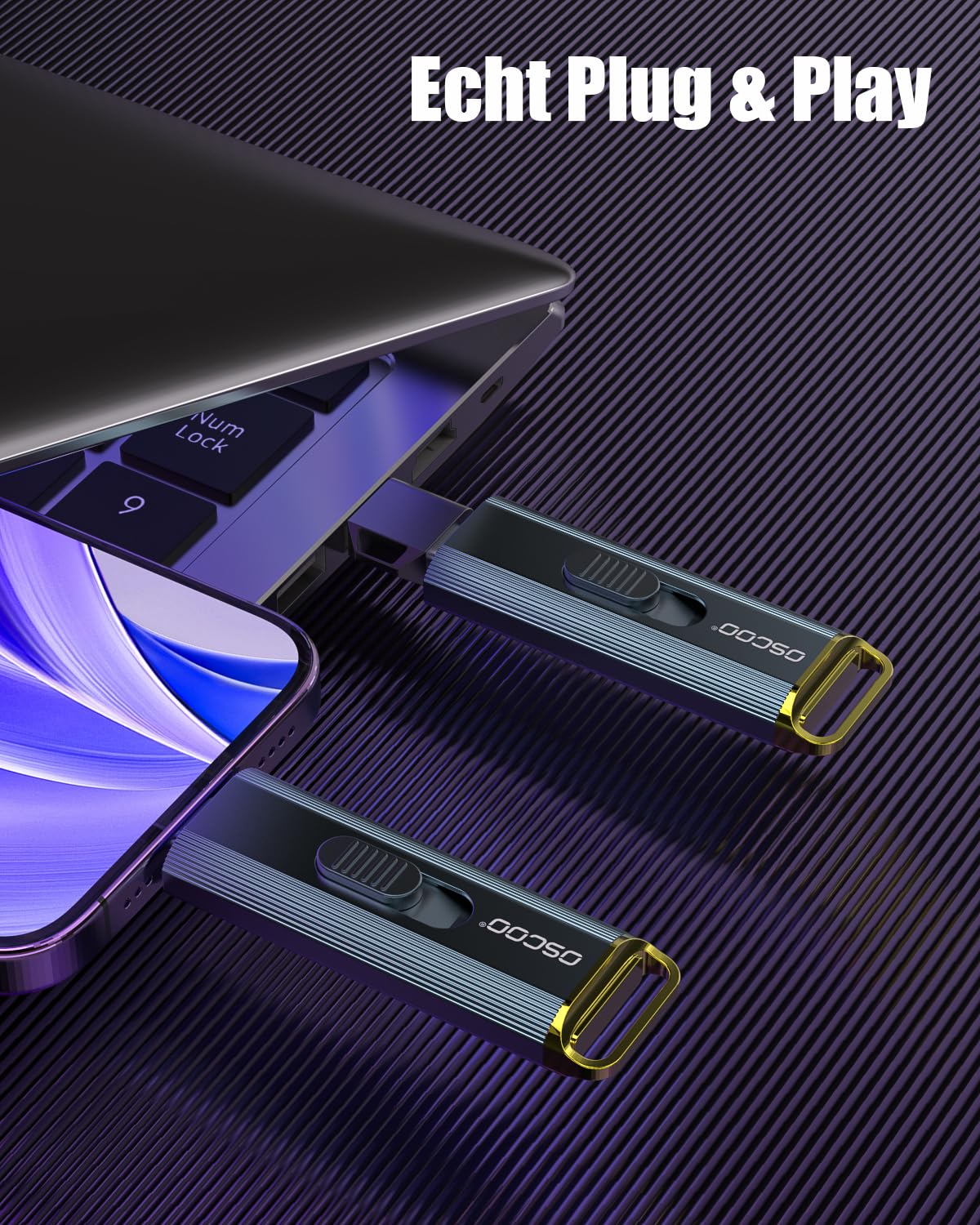 1TB Externe Festplatte Bis zu 2100MB/s USB 3.2 Gen2x2 Dual Interface Externe tragbare USB SSD Memory Stick für Android/Phone/Tablet/Windows/Laptop