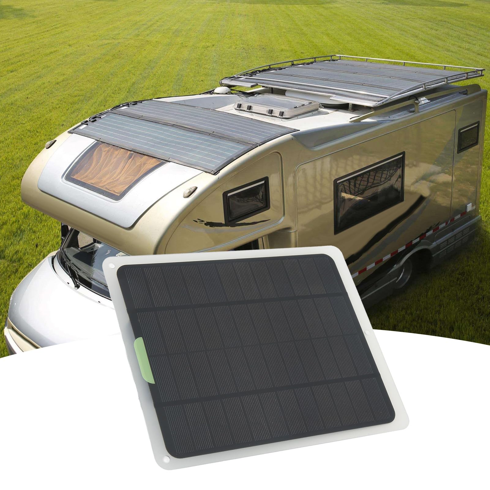 KIMISS Kit de Cargador de Batería de Panel Solar, Kit de Cargador de Batería Solar Portátil 12V 20W Monocristalino Salida USB Dual Mantenedor de Batería para RV Coche Barco