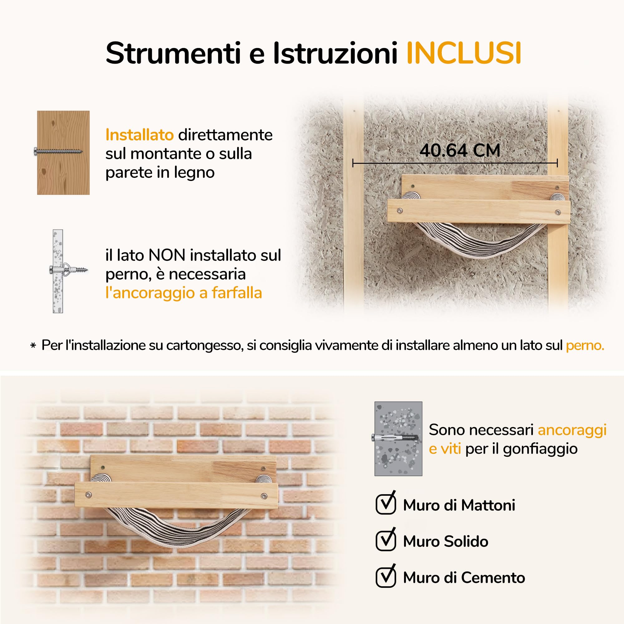 FUKUMARU Amaca a Parete Grande per Gatti - Letto e Tiragraffi Moderno, Mobili di Alta Qualità per Riposo, Supporta fino a 18 kg, Flanella Bianco