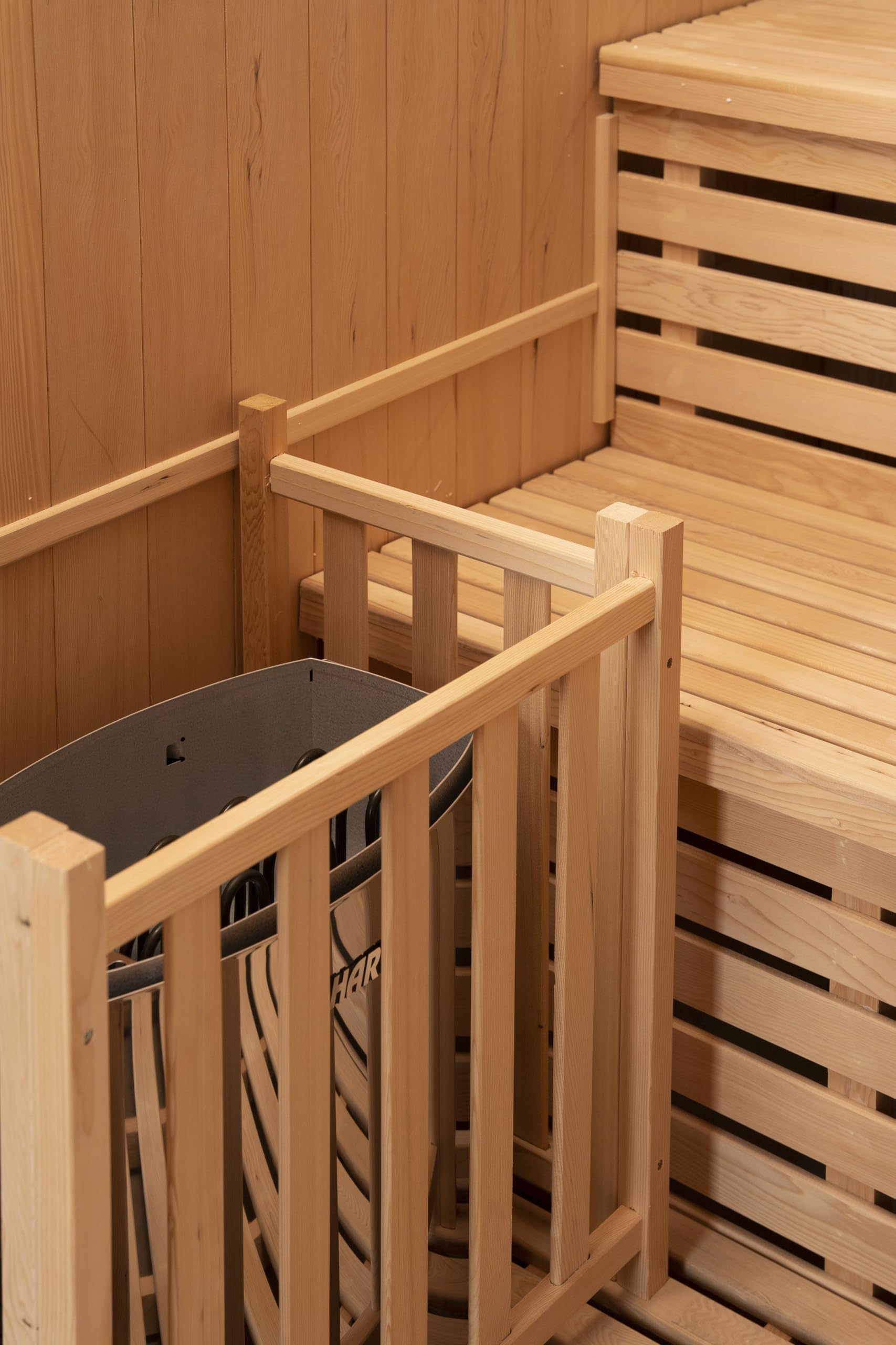 Sauna fińska Alaska III – 5 osób, piec do sauny Harvia 8000 W, wysokiej jakości drewno hemlockowe, panoramiczne drzwi szklane, oświetlenie LED, ergonomiczne ławki, energooszczędne, łatwy montaż