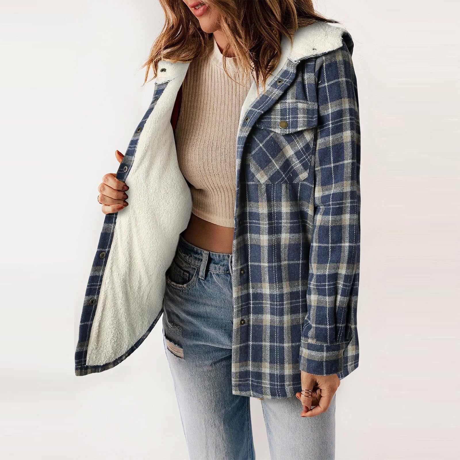 Hemdjacke Damen Kariert Flanell