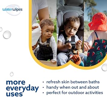WaterWipes Sensitive+ Bathing Wipes, 3-In-1 Cleans, Cares, Protects, 99.9% Water, Unscented & Hypoallergenic, 16 Count (1 Pack)