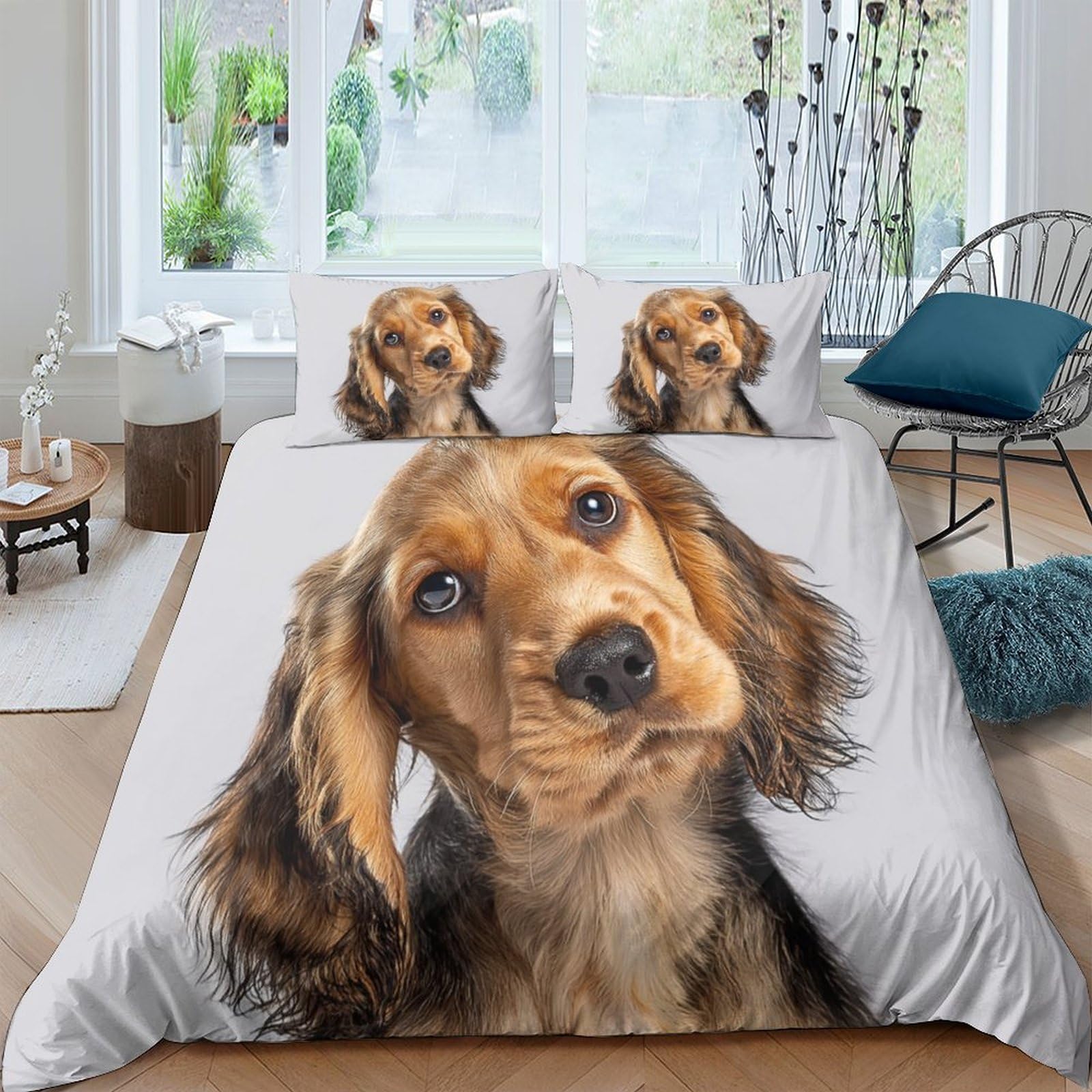 Ctjqhvkz Style-5 3D Printed Dog Portrait Fitted Sheet Microfiber Anti-Slip Bed Cover For Bedroom Guestroom Decor Machine Washable Single（135X200cm）