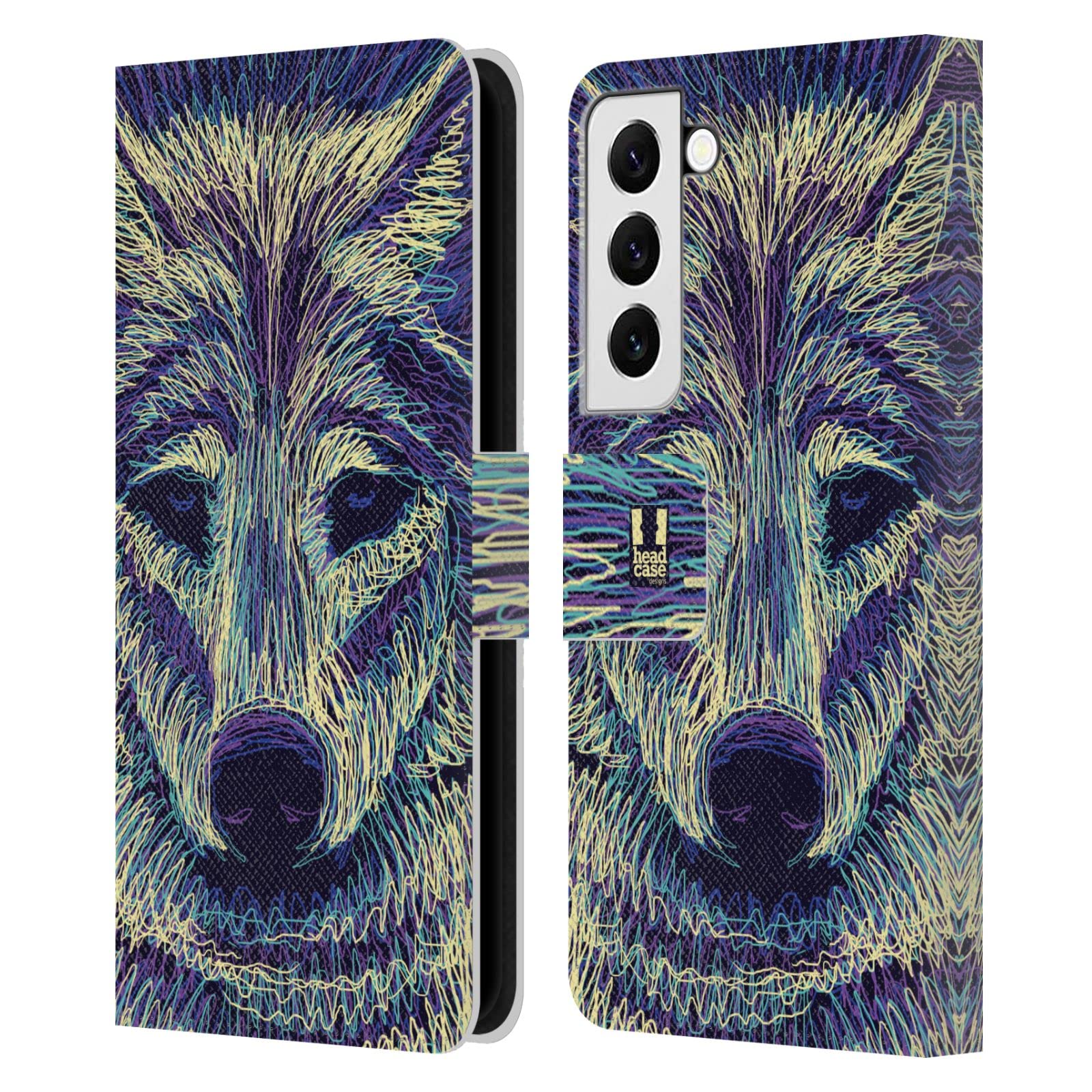 Étui portefeuille Galaxy S22 5G Head Case Designs Loup Griffonnez