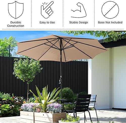 Miniatura 3 de Sombrilla de patio al aire libre de 9 pies, color beige