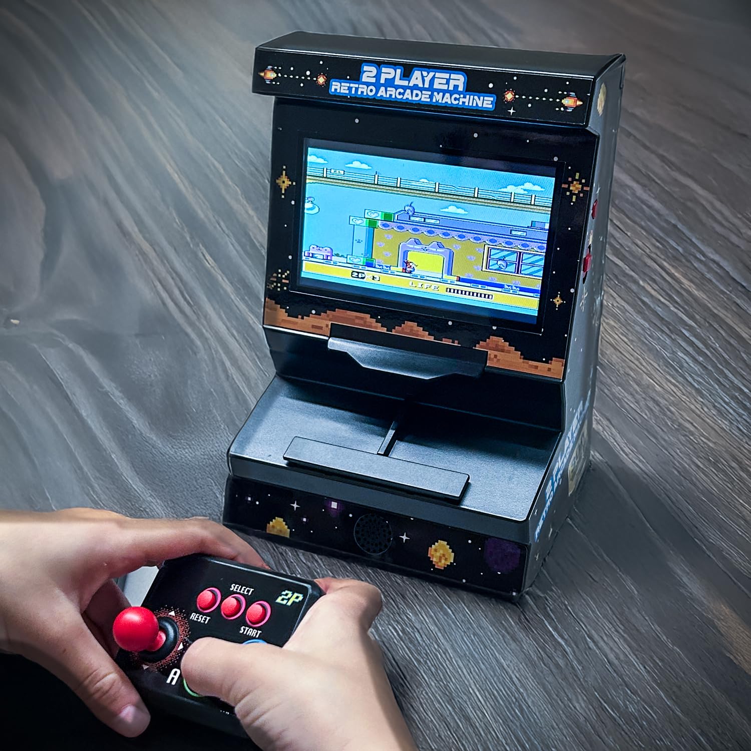 Mini automat zręcznościowy z 300 grami retro - Bezprzewodowy mini automat zręcznościowy dla 2 graczy - Ręczna konsola do gier retro z podłączeniem do telewizora i kolorowym wyświetlaczem 4,3"