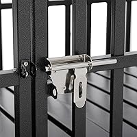 Vista 8 de Jaula extragrande para perros, jaula de hierro galvanizado resistente de 52 pulgadas, muebles con puerta delantera, puerta superior y 4 ruedas