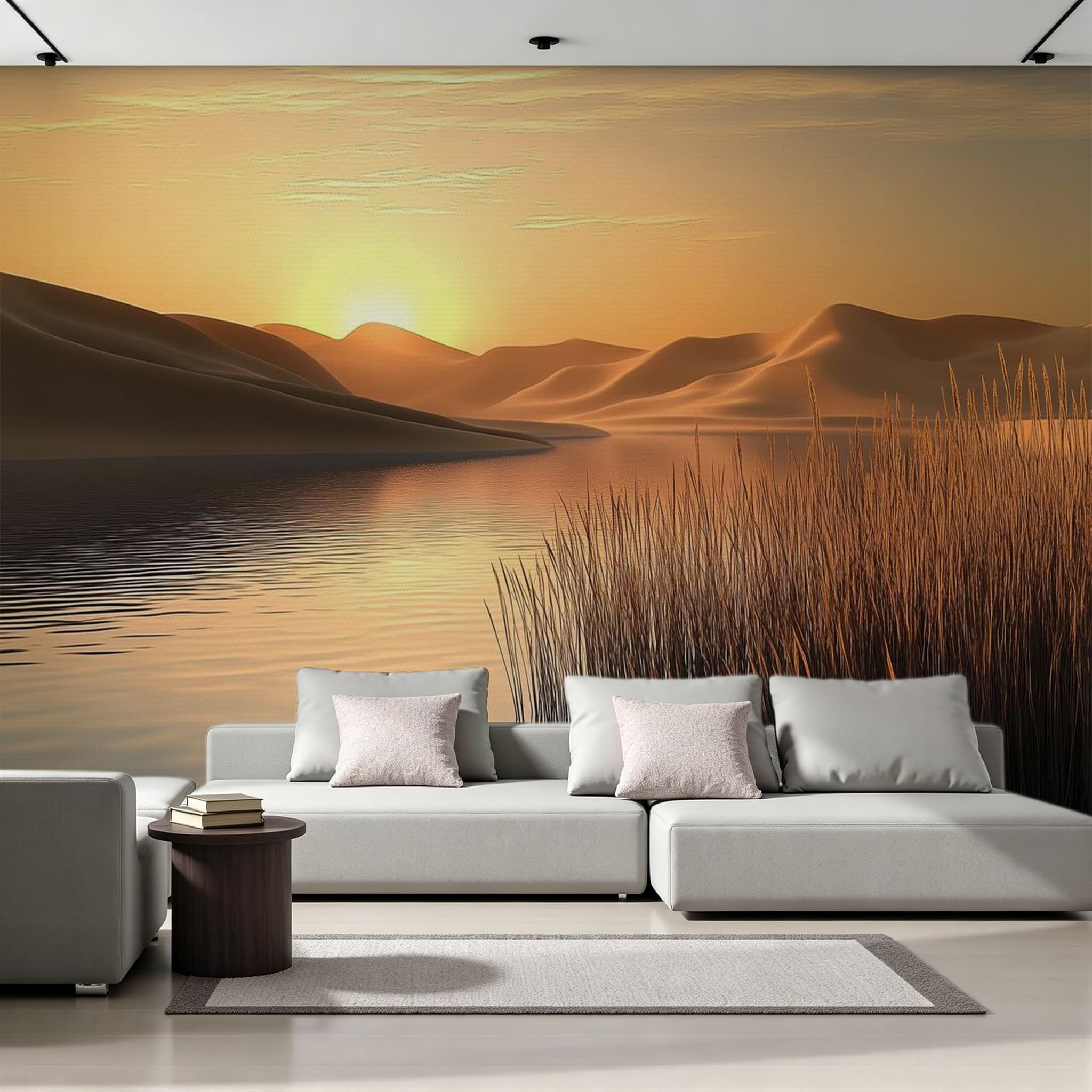 Carta da parati effetto 3D Deserto 300 x 210 cm Murale Non Tessuto Tramonto Fotomurale Stampa HD Moderna Poster Per Soggiorno E Camera Da Letto Design 2M1442