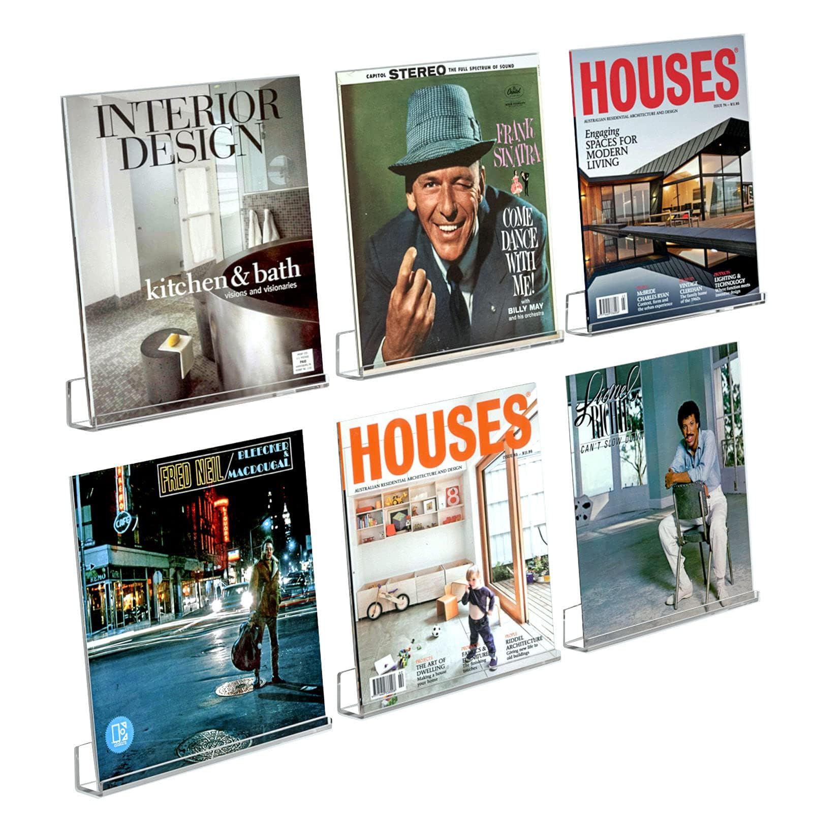 AITEE Vinyl Record Shelf Wall Mount: 6 Pack Acrylic Clear Floating Vnyl Shelves for Album LP Storage & Display