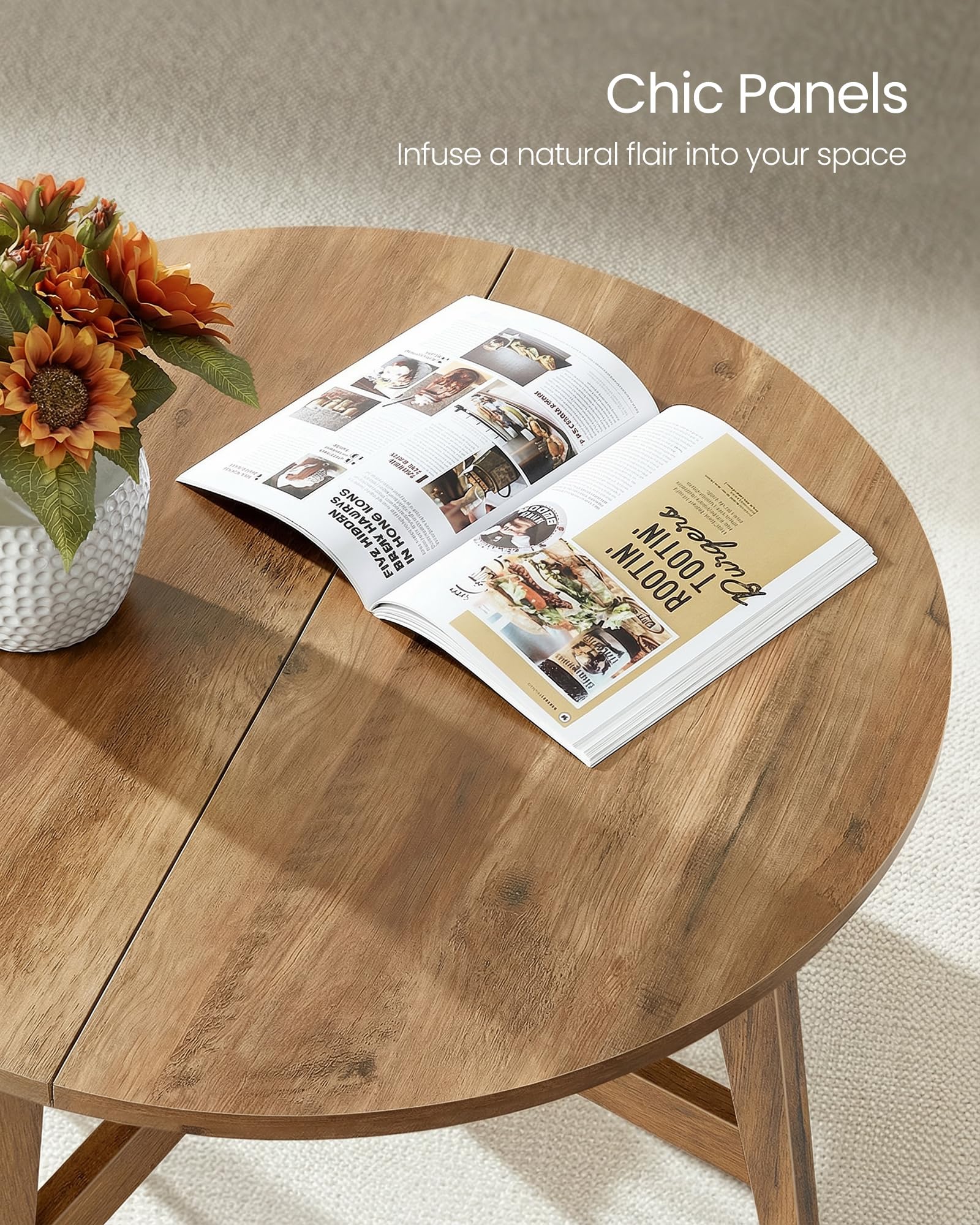 Best Small Round Coffee Table Picks for 2026 3 VASAGLE MAEZO Collection - Round Coffee Table, 31.5-Inch Center Table, Tapered L — product photo