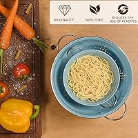 Vista 4 de Metal Colander 2 Pack, Strainer Bowel with Handles 2Qt & 6Qt Powder Coated Solid Ring Base Heavey Duty Kitchen Drainer Basket for Pasta Veggies and