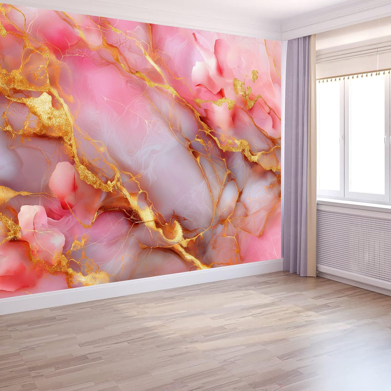 Générique Panoramiczna tapeta z włókniny 3D, abstrakcyjne pęknięcia marmuru, wielokolorowe freski ścienne do salonu, pokoju dziecięcego, biura, pokoju XXL, dekoracja ścienna, 200 x 140 cm, łatwa