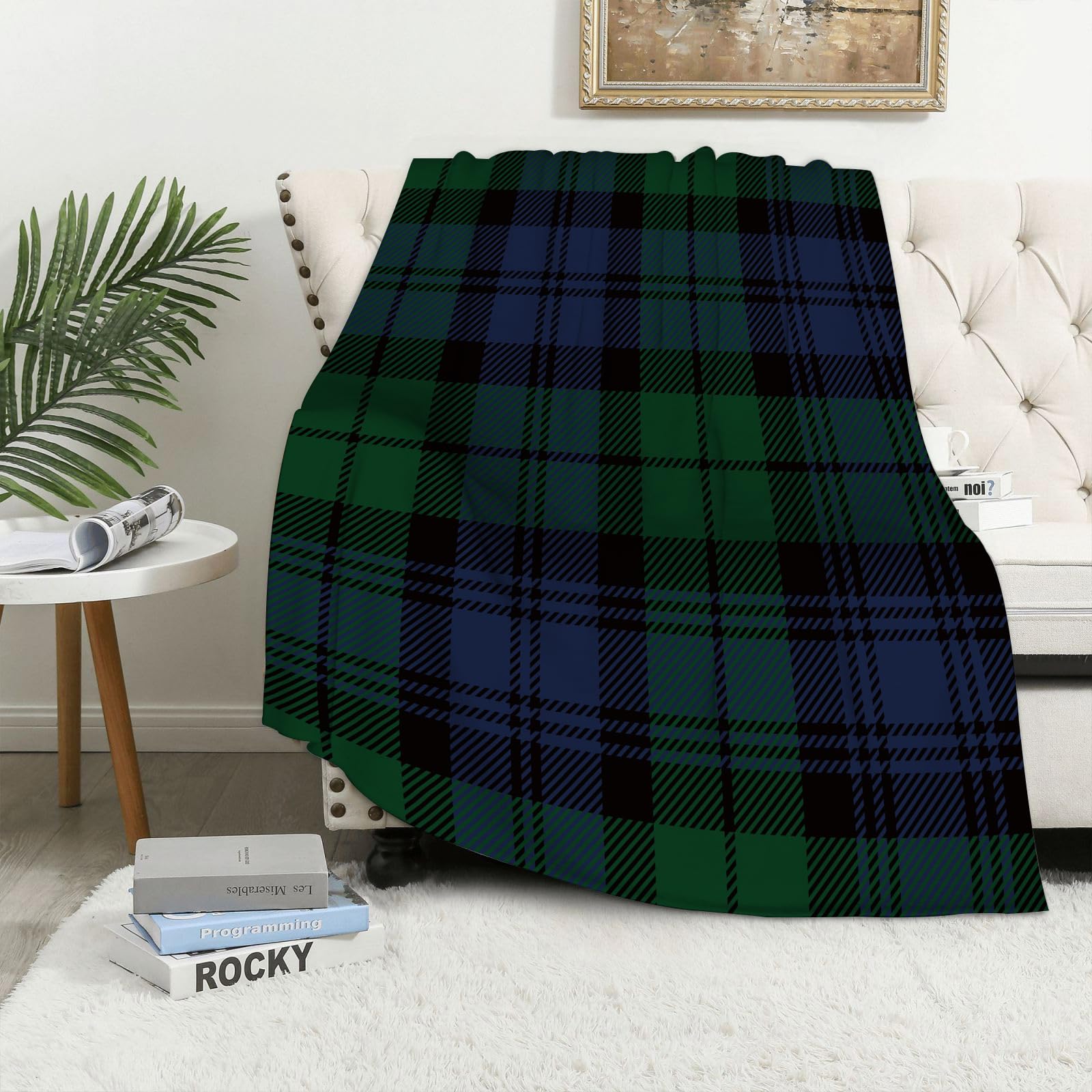 MAAPCHP Flannel Fleece Blanket Throws for Sofa Fluffy Blanket Bed Throw for Bedroom Park family tartan plaid. Scottish textile pattern. Blanket for Bed, Couch,Car 50x60in