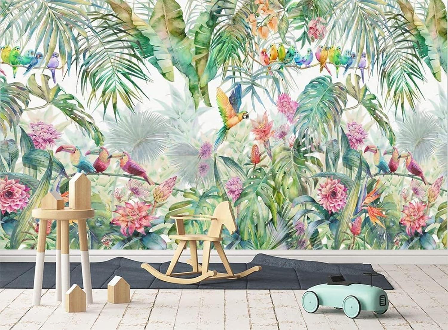 Papier peint fleurs et oiseaux 3D moderne pour décoration chambre 200x140cm