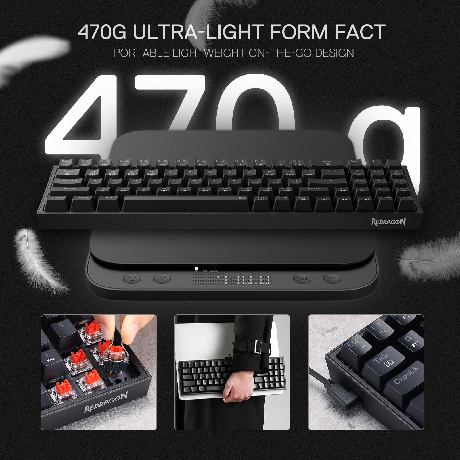 Redragon BS136 Gaming-Tastatur- und -Maus-Kombination, 75% K628 Tri-Mode-kabellose mechanische RGB-Tastatur und 8000-DPI-Maus-Paket