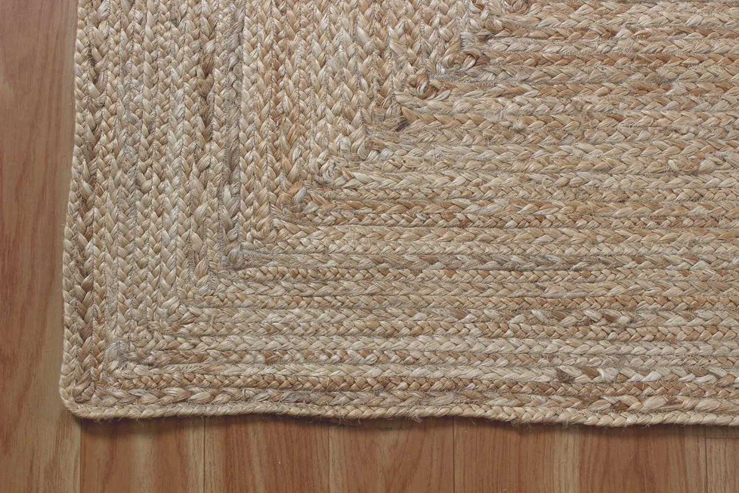 Kelim Tapis en jute sisal tissé à la main 90 x 90 cm Motif géométrique Beige 0,7 cm d'épaisseur Tissé à la main Tapis d'intérieur et d'extérieur Idéal pour cuisine, table de chevet