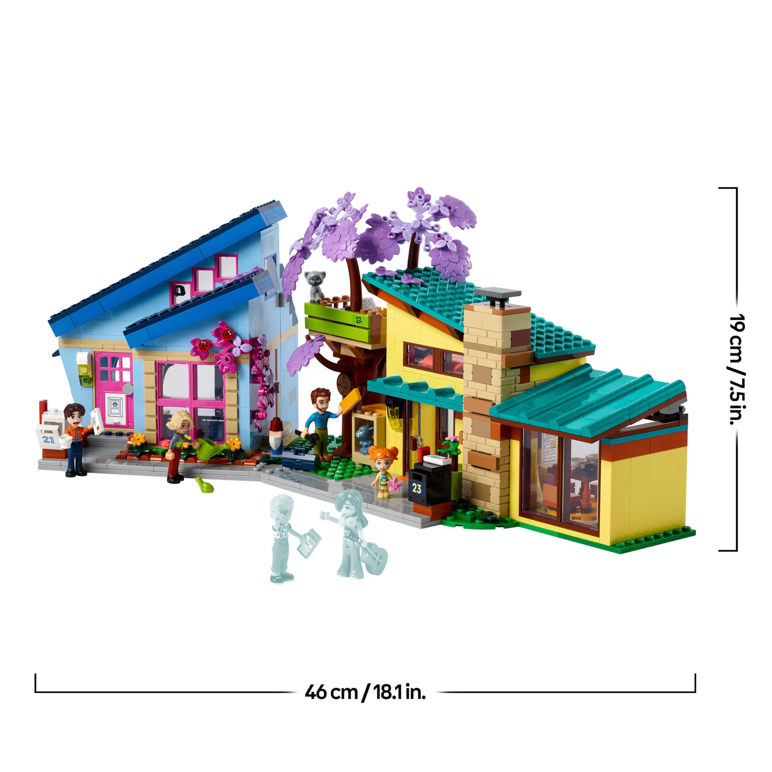 LEGO Friends Le Case di Olly e Paisley, Giochi per Bambine e Bambini da 7 Anni in su con 2 Casa Giocattolo da Costruire, Casa sull'Albero, 5 Mini Bamboline, 1 Micro-Doll e 2 Animali Domestici 42620