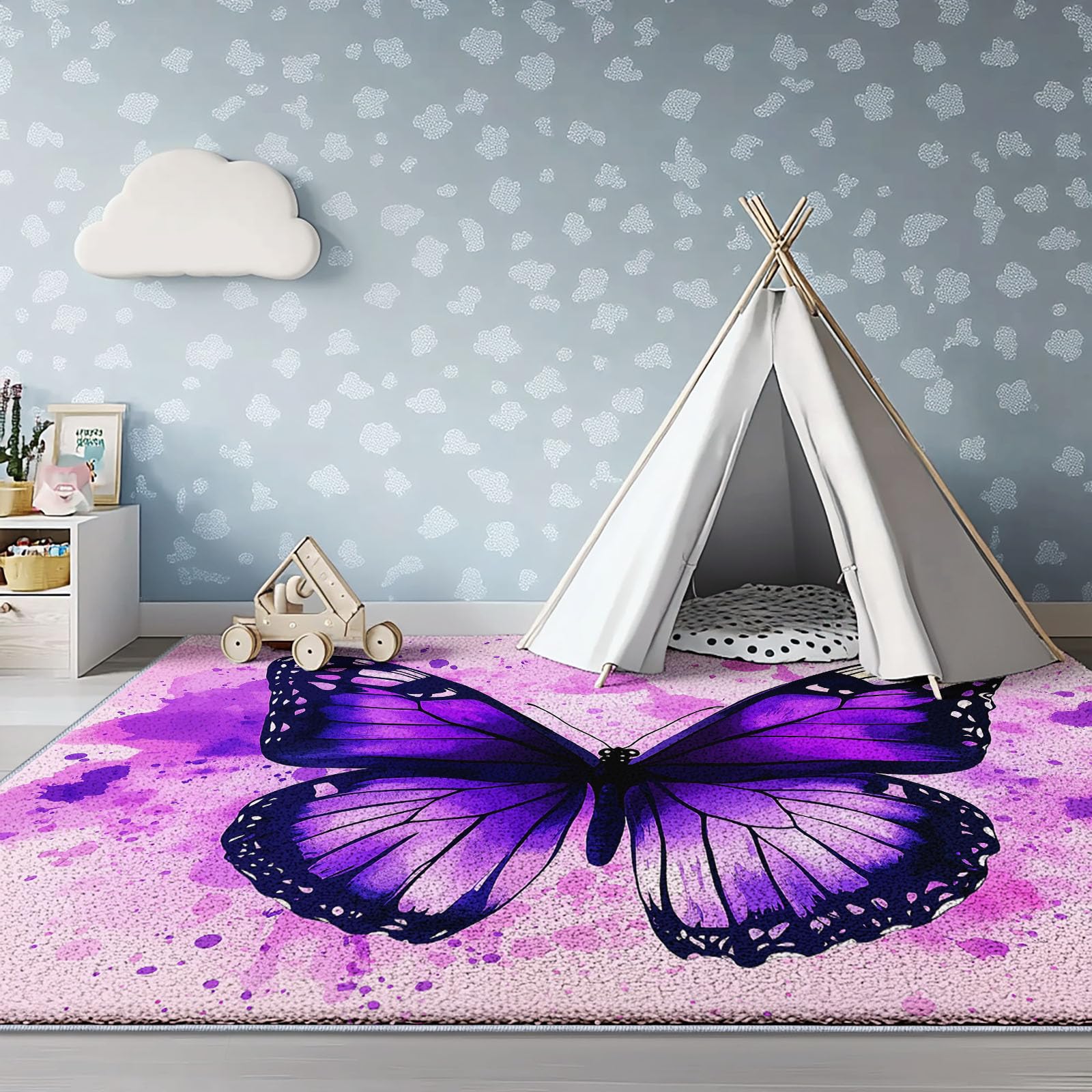 Tapis Aquarelle Naturelle Poils Courts Doux