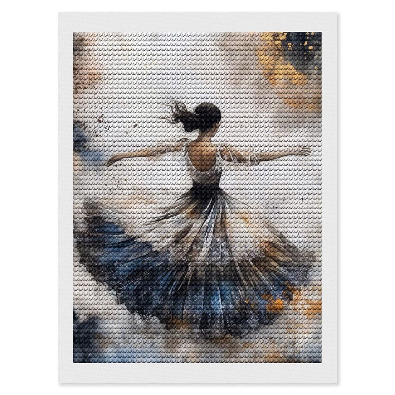 Junmoney Ballerina in A Flowing Dress Diamond Painting Set 12"x16", Full Kit Included, Sparkling Round Gems, Farmhouse Decor, Festive Craft Gift
