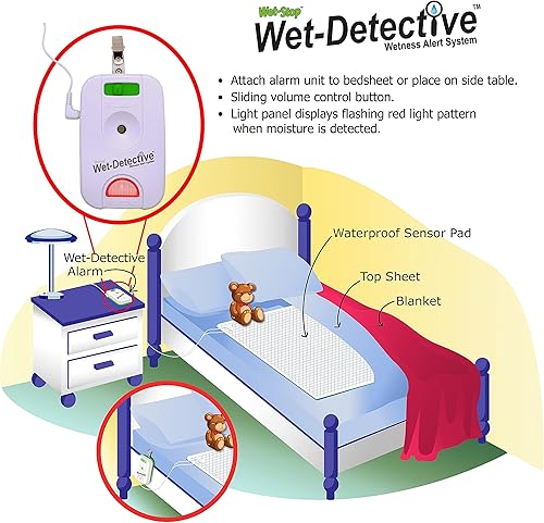 Miniatura 6 de Wet Detective Kit de enuresis para la cama, sistema de alarma para incontinencia y enuresis de la cama, incluye 2 almohadillas de sensor