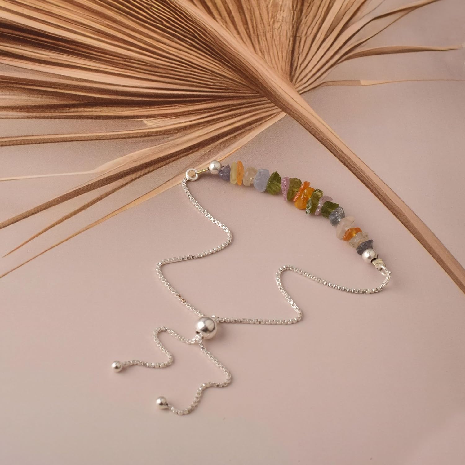 Natural Multi Sapphire Chip Bracelet – Adjustable Handmade Raw Gemstone Slider Bracelet for Women – Colorful Birthstone Jewelry (Multi Sapphire 6-9 mm) - Image 5