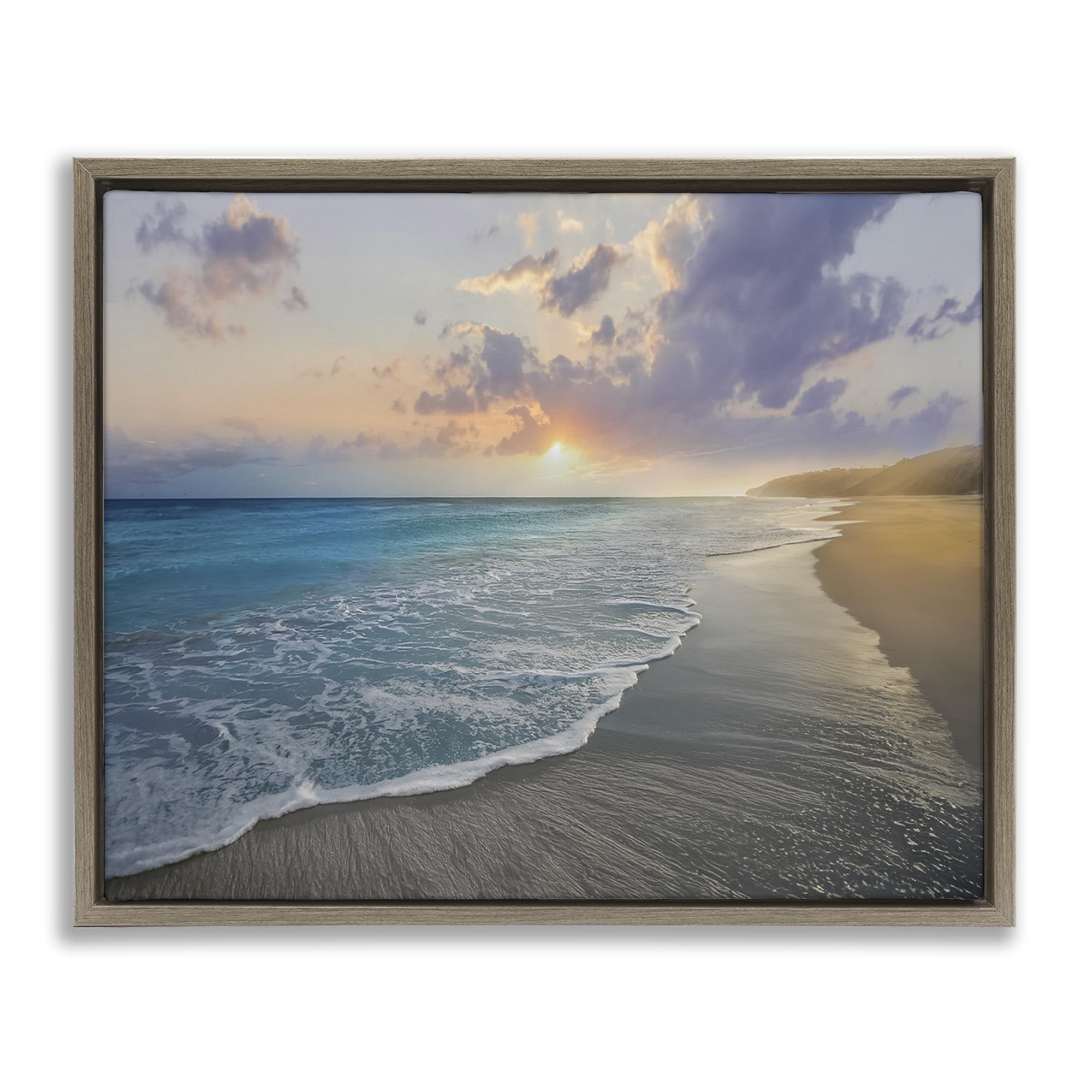 'Sunset over Tranquil Coast'| Floating Frame Canvas Art