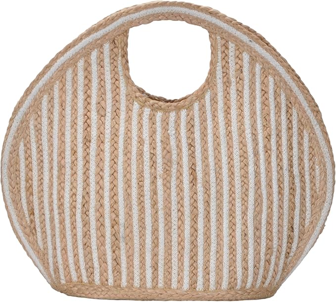 Oval woven beach handbag with circular handle — artisan coastal accessory by Fashion by Azalea