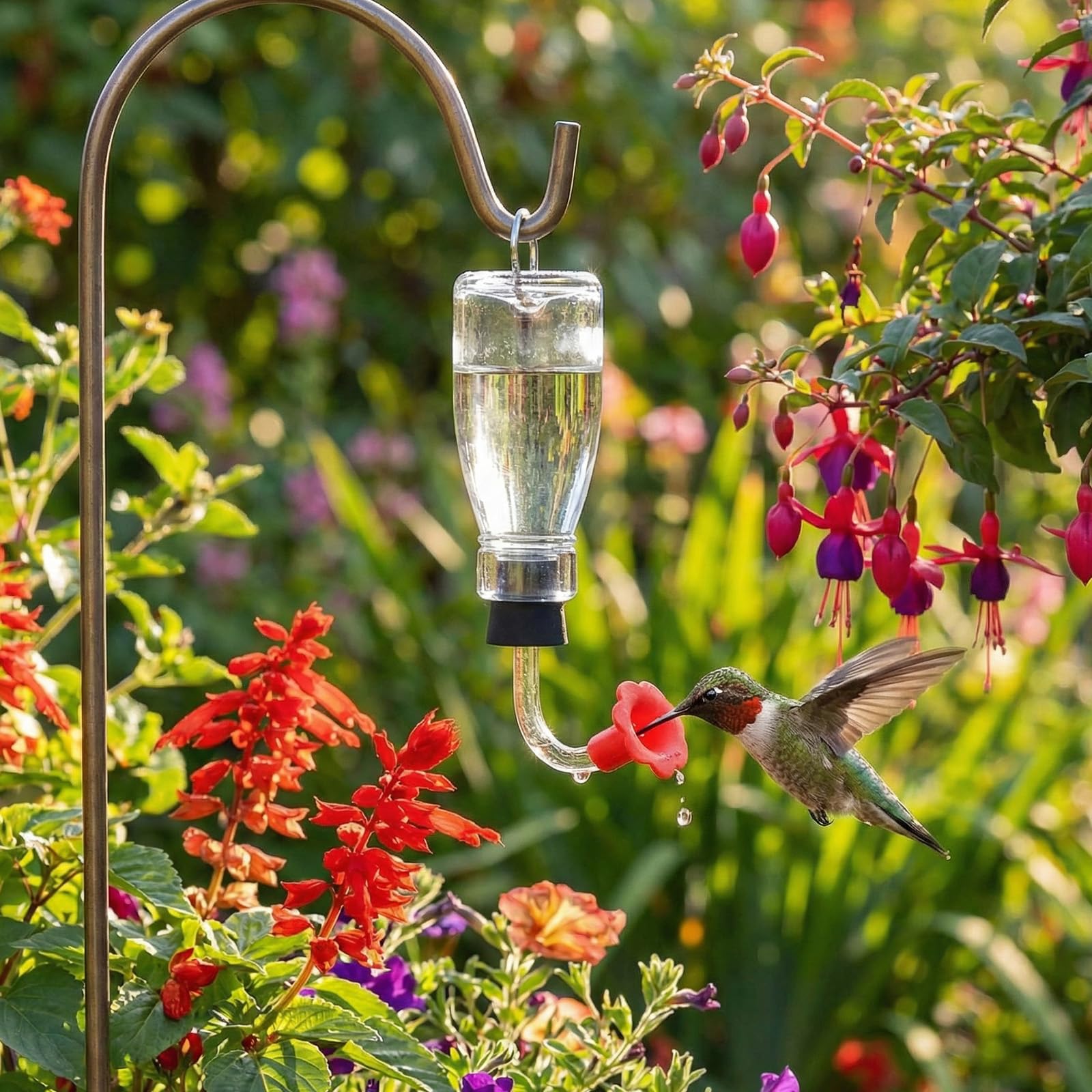 Paquete de 3 tubos de comedero de colibrí con tapón, piezas de repuesto para comedero de pájaros, punta resistente al goteo, flores de silicona para botella de vino al aire libre, hacer tus propios