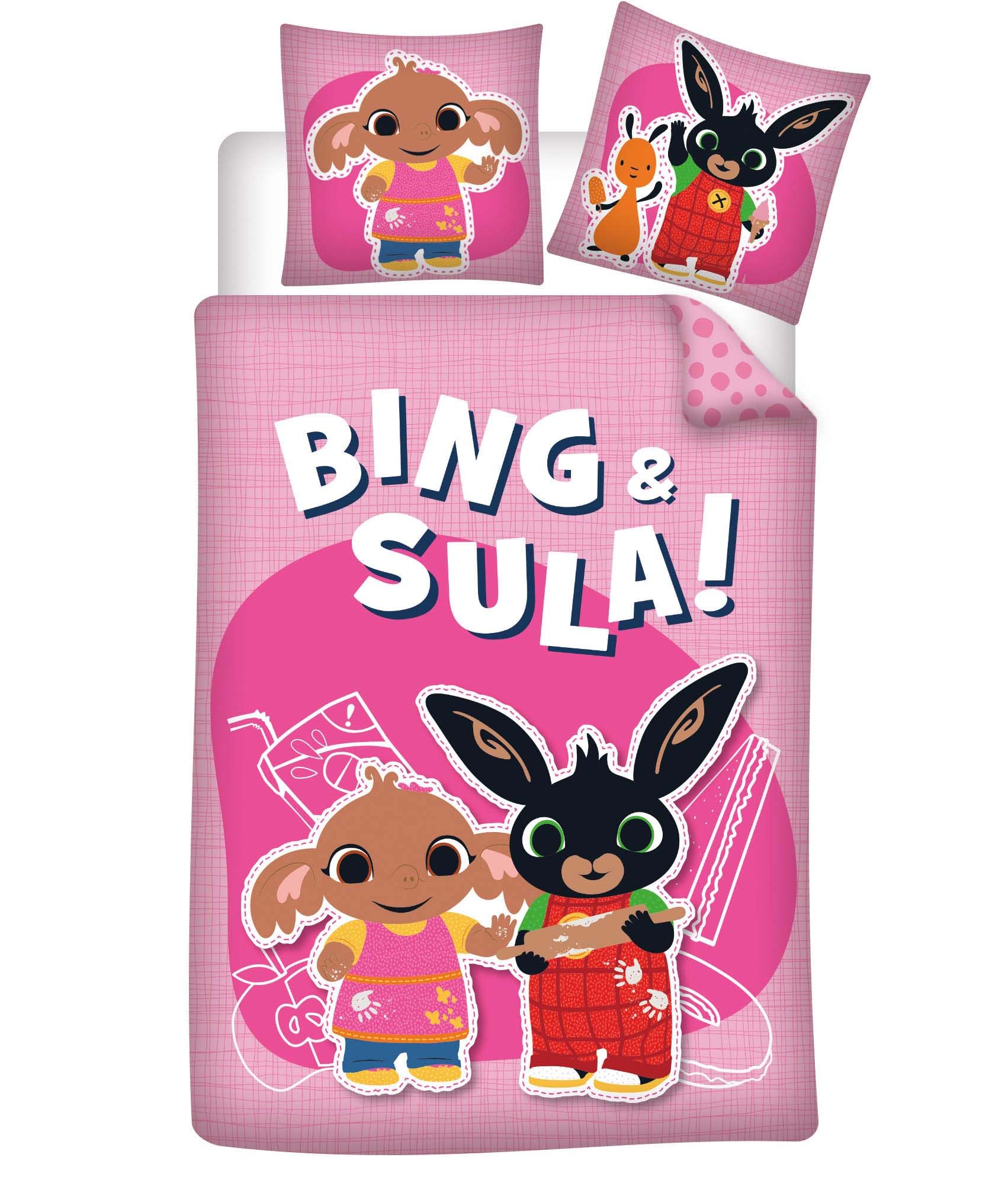 Brandmac Multicolor Bing & Sula Cot Size Bedding Set | Duvet Cover 100X135 Cm + Pillowcase 40X60 Cm | 100% Cotton | Soft Bedlinen Set For Baby Or Small Bed | Child-Safe & Breathable Toddlers Bedding