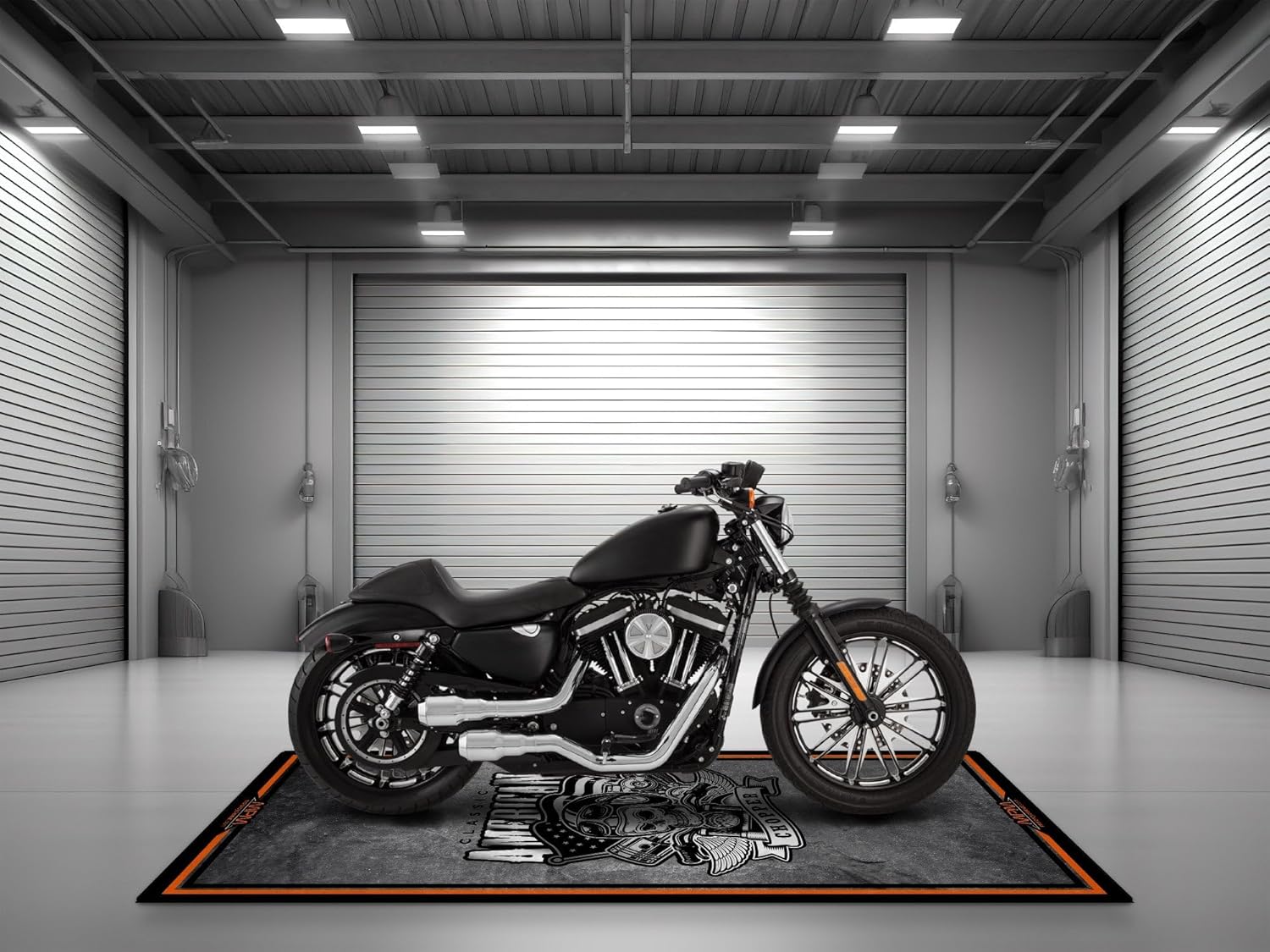 Parking Mat American Chopper Design for Custom Motorcycles, Display and Pit Mat, Washable Non-Slip Garage and Showroom Floor Carpet (Size 1 : 86.6 x 39.4/220 x 100 cm)