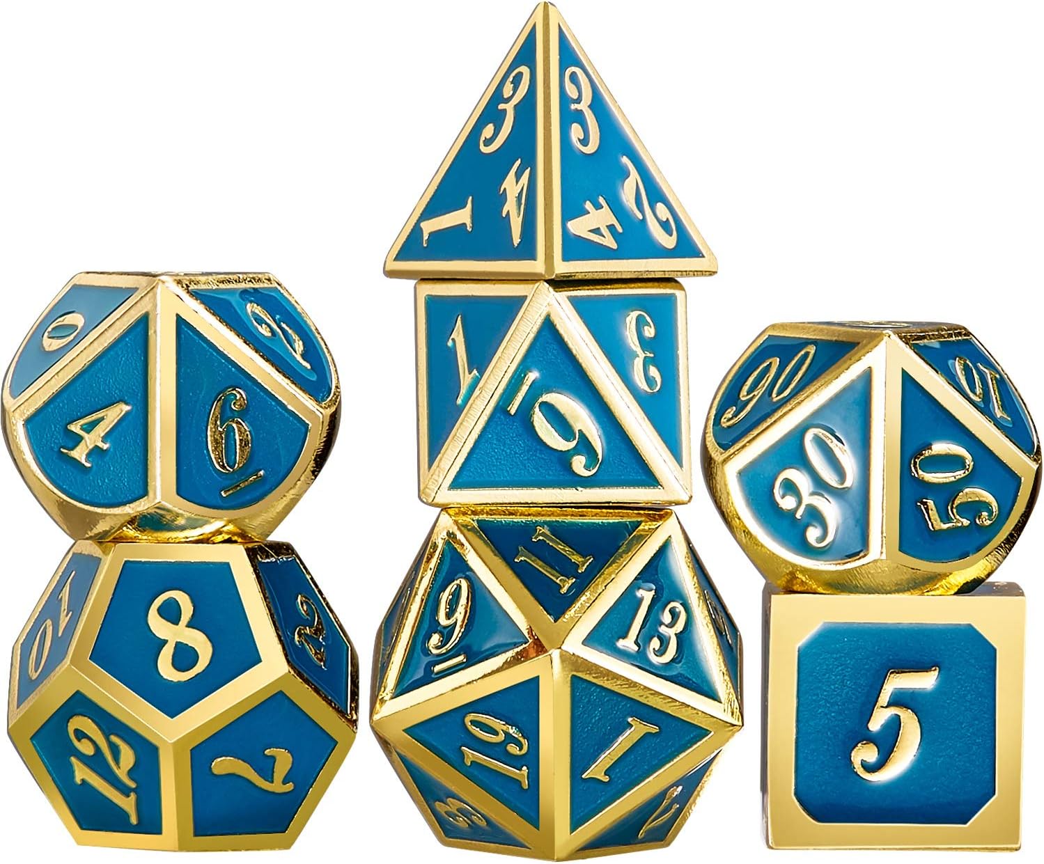 7 Die Metal Polyhedral Dice Set DND Role Playing Game Dice