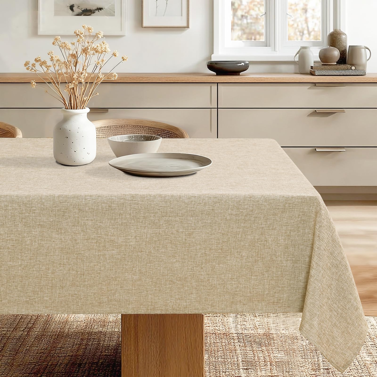 Amazon.com: JIUZHEN Rectangle Table Cloth Faux Linen Farmhouse