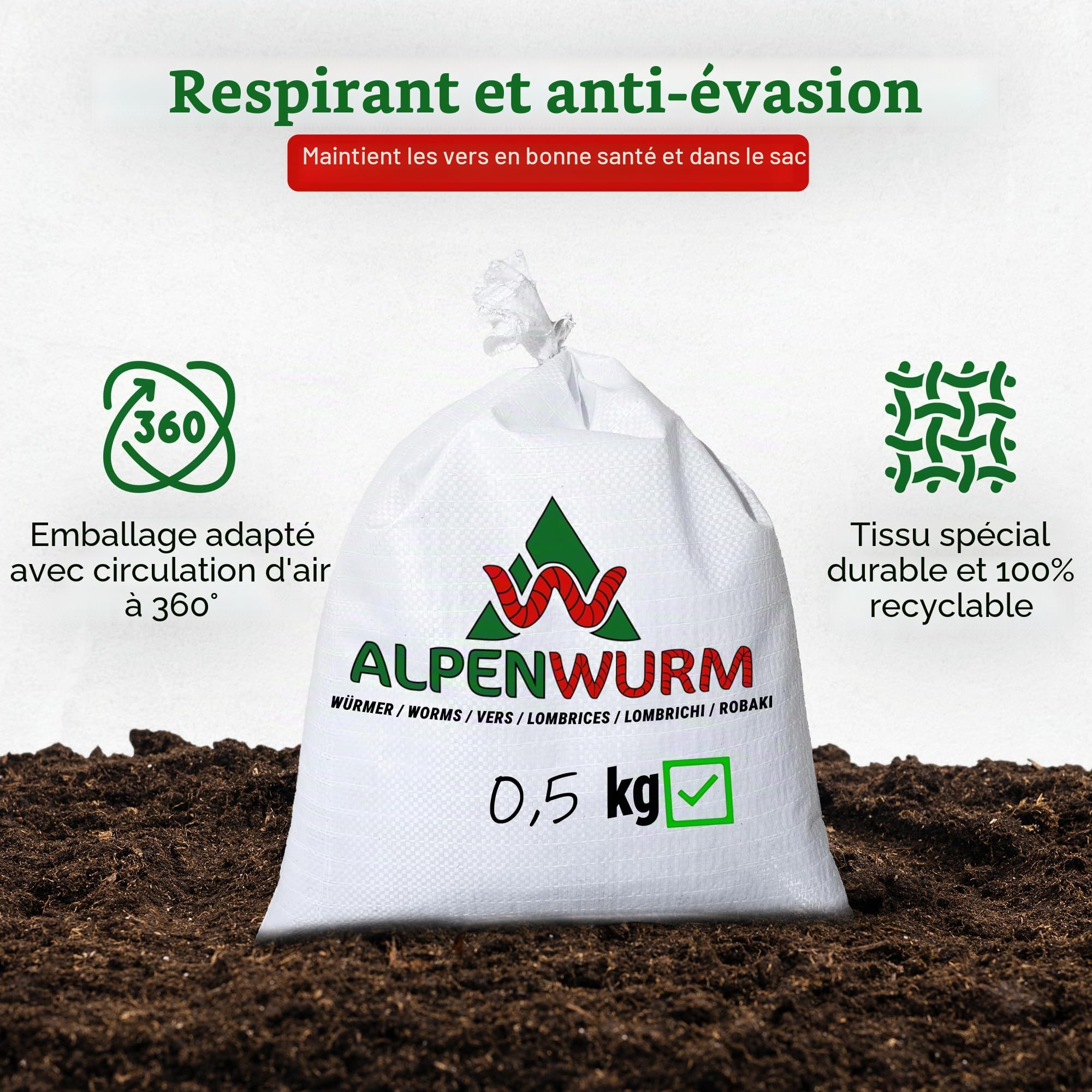 0,5 kg compost worms (min. 500 pieces) garden earth