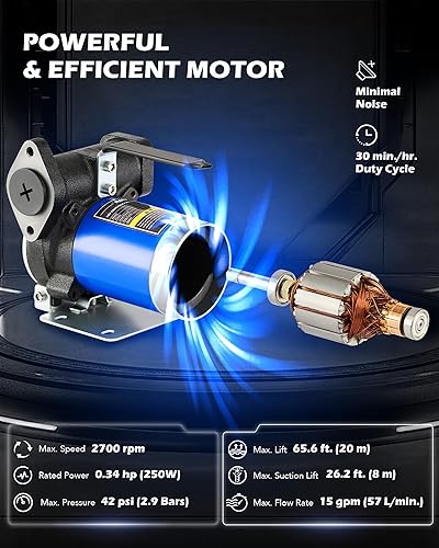 Miniatura 25 de Orion Motor Tech Kit de bomba de transferencia diésel, kit de bomba de transferencia de combustible de 12 V con boquilla y mangueras, bomba