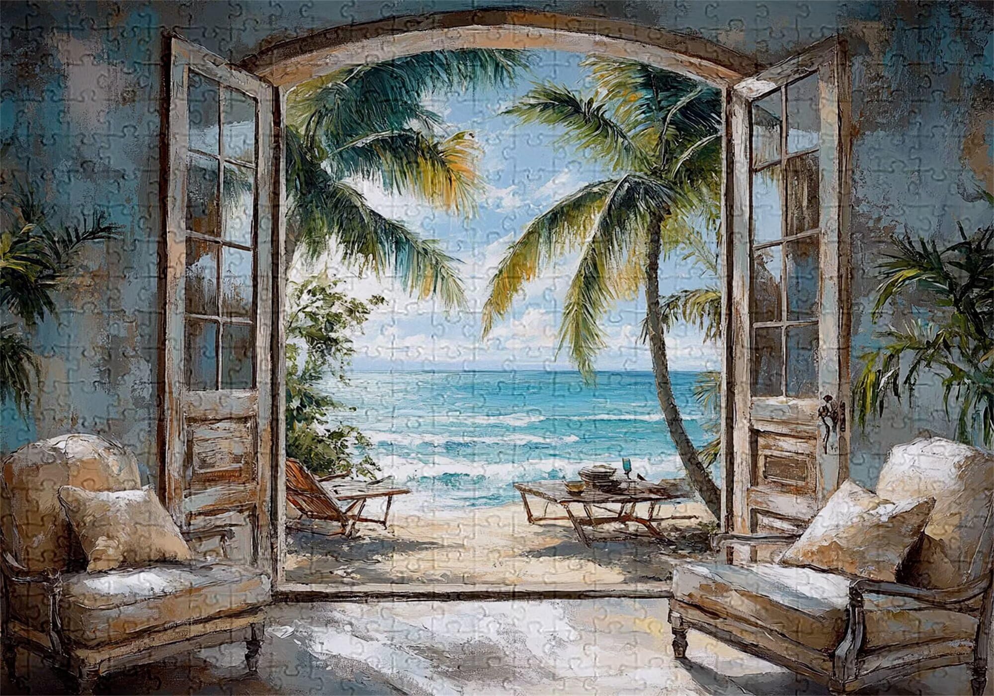 Puzzle 3000 Sztuk Plaża Puzzle dla dorosłych Krajobraz 122x81cm Unikalne Rzemiosło Klasyczne 3D Drewniane układanki do rodzinnych gier aktywnych, układanka zrób to sam do dekoracji ścian domu