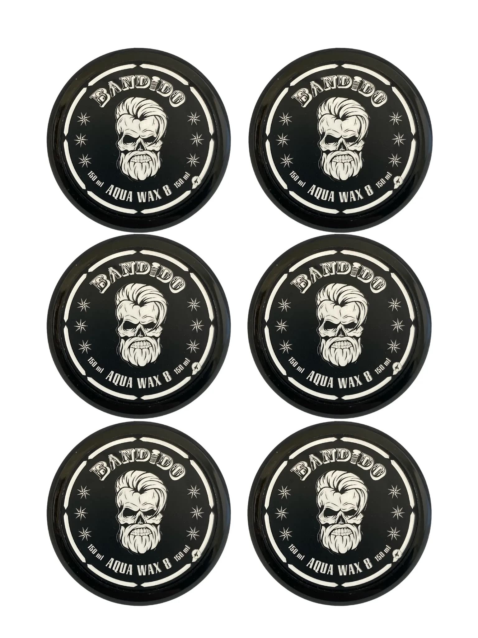 Bandido Aqua Hair Wax Nr.1-8 Matt Fiber Haarwachs Haar Styling Wachs Herren Haargel 150ml Gel Wax Haarwax Matte Look natürliches aussehen Starker Halt für jedes Styling Friseur bedarf (6x, Nr.8)