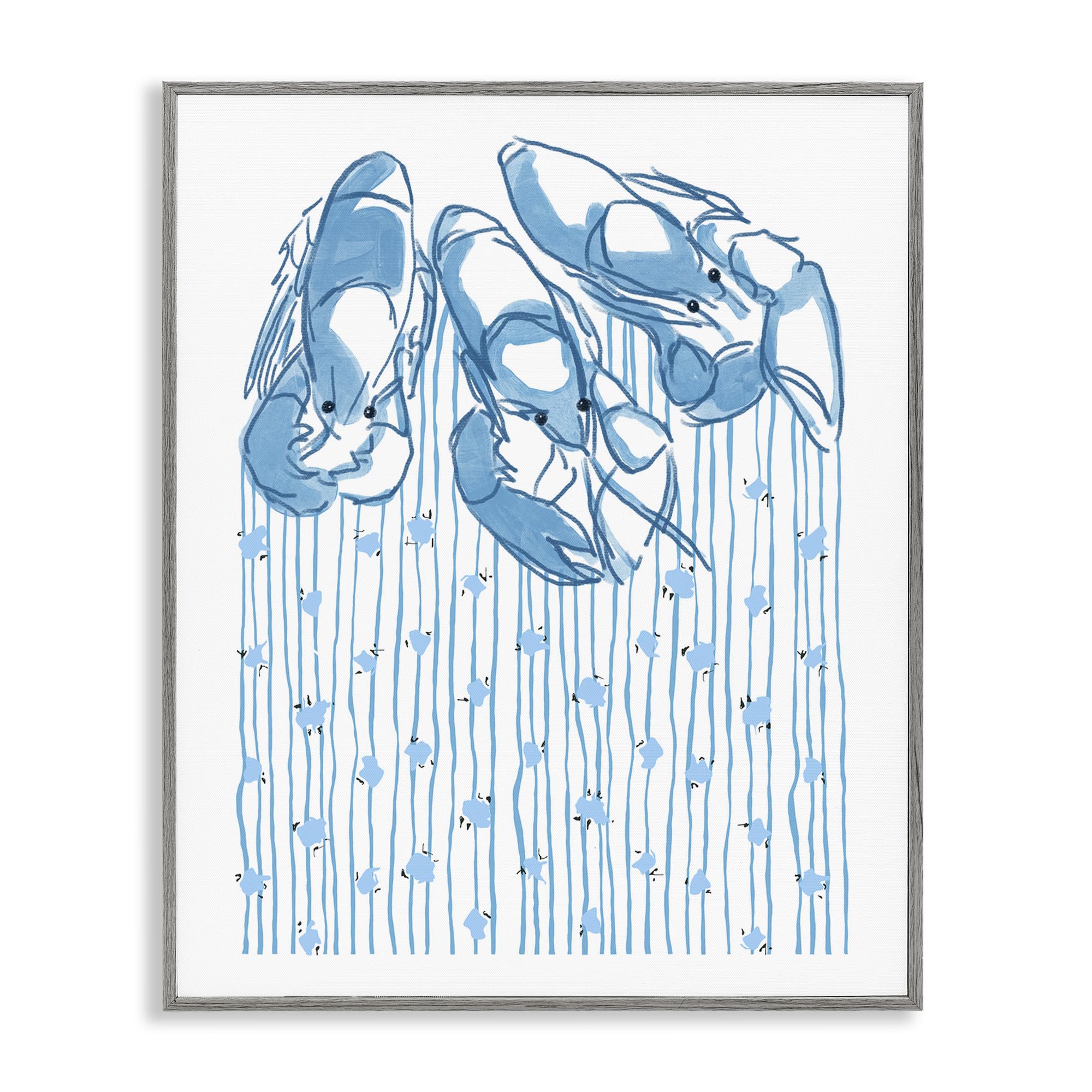Stupell Industries Farmhouse Gray (Textured) 'Lobster Trio With Strings'| Framed Giclee Art