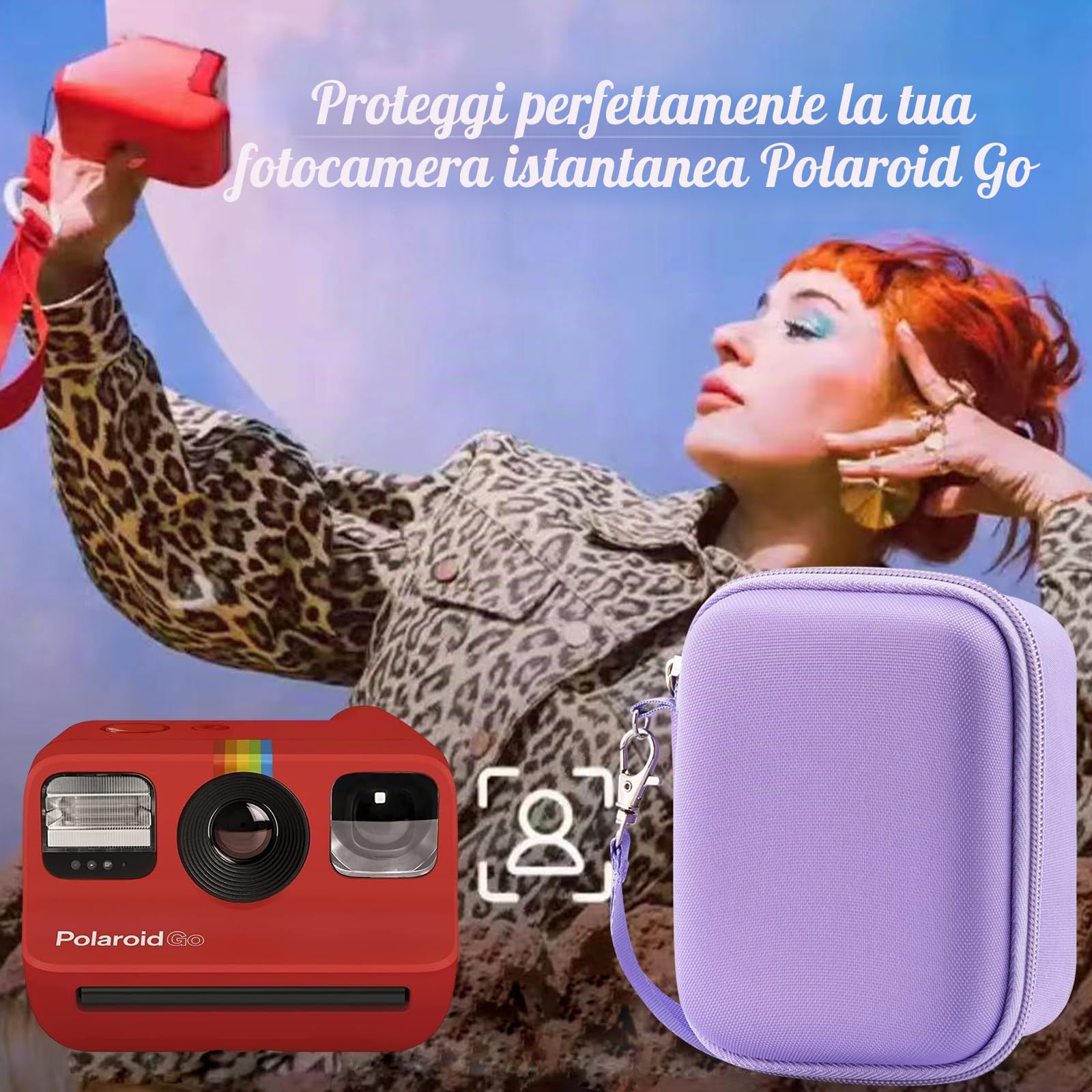 Borsa compatibile per fotocamera istantanea Polaroid GO, custodia protettiva rigida in Eva per Polaroid GO, custodia antiurto - Nero, Lilla, 14*10*8 cm