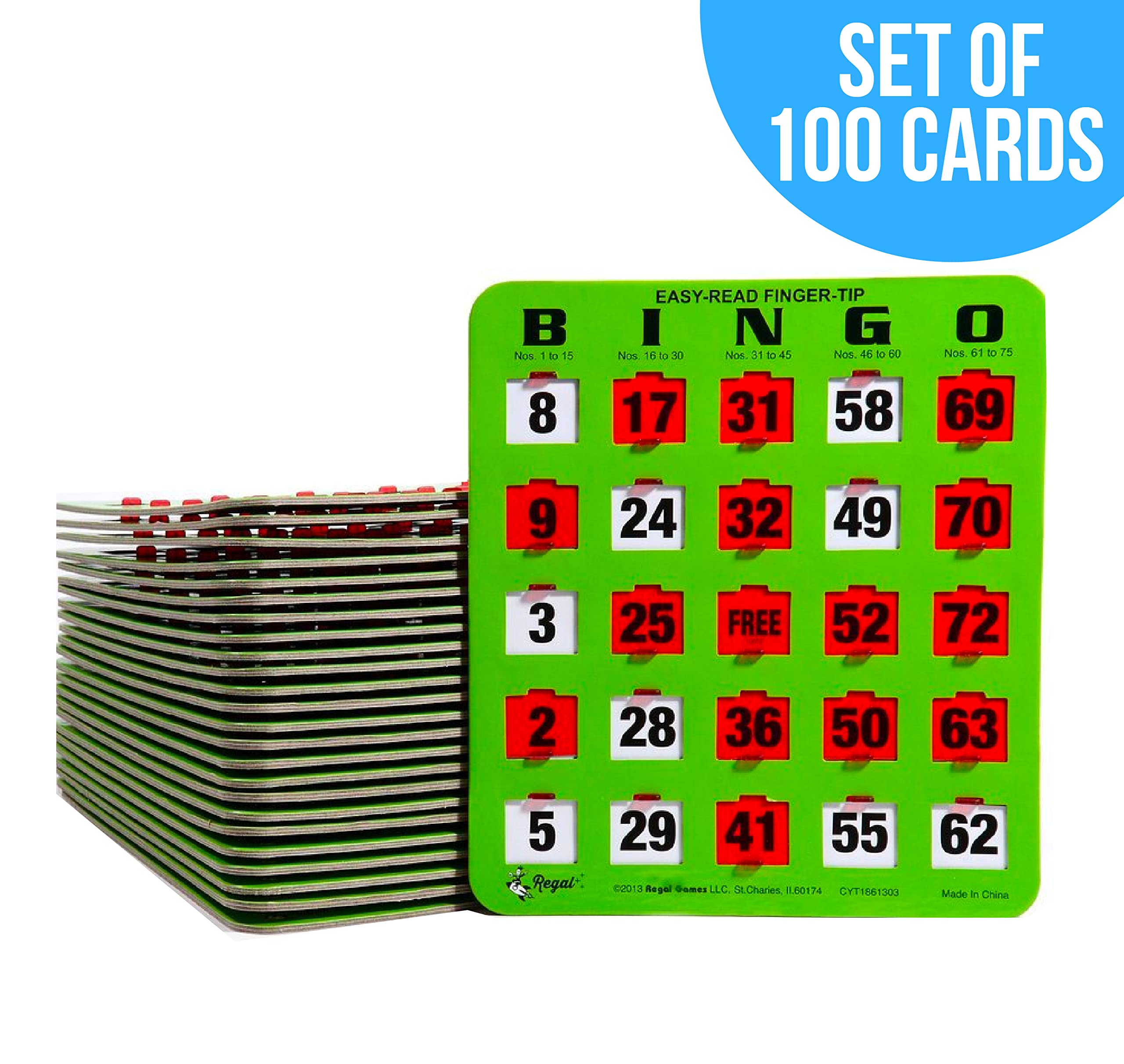 Regal Games – 25 Cartelle Bingo Con Finestre Scorrevoli – Stampa Grande, Riutilizzabili, Colore Verde - Foto 3