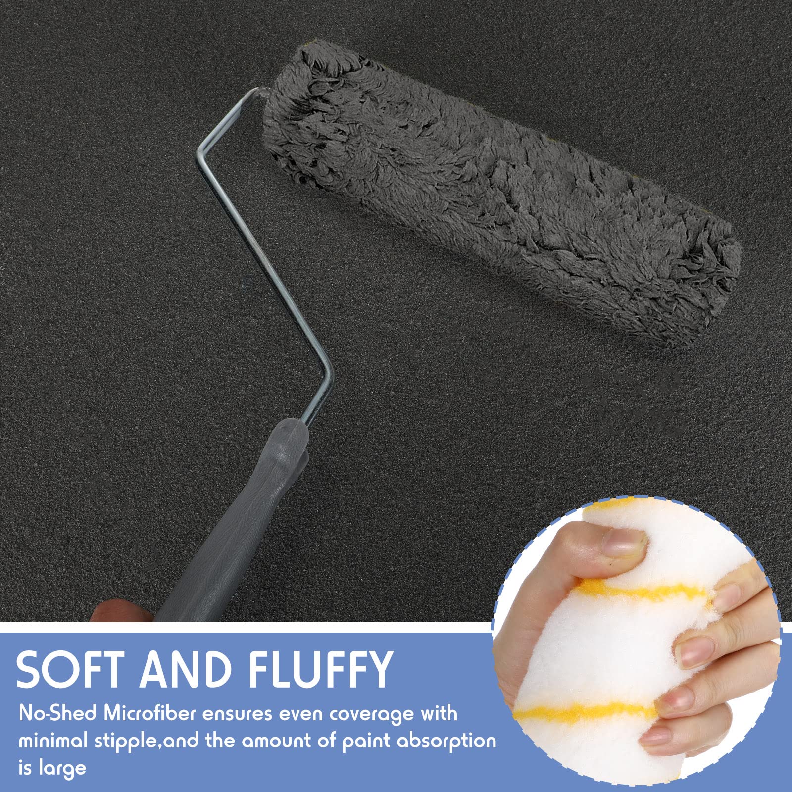 Lot de 12 housses de rouleau de peinture en microfibre de 1,27 x 22,9 cm pour rouleaux de peinture, siestes de rouleau, fournitures de peinture murale pour la plupart des surfaces, peintures et taches