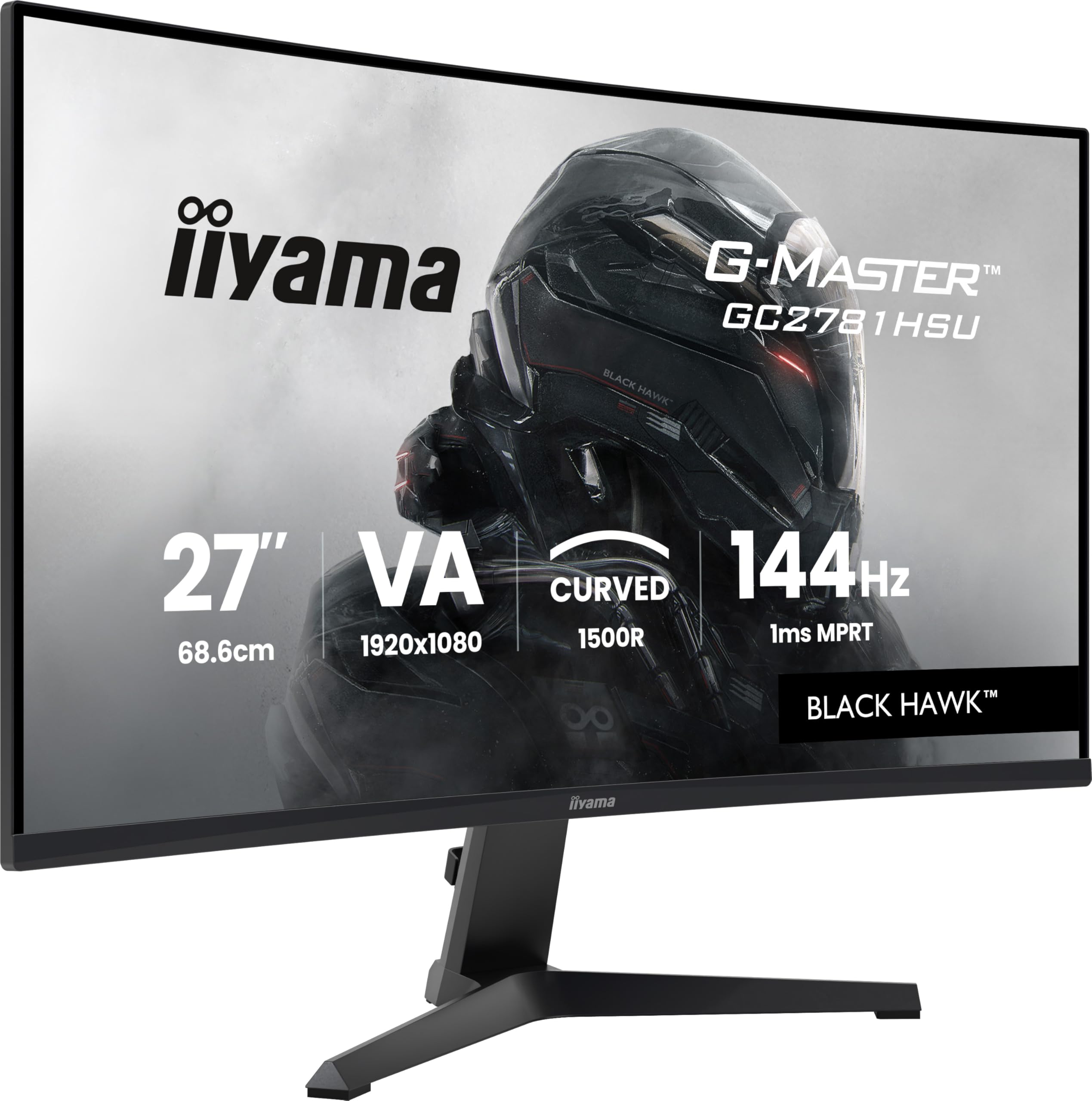 iiyama G-Master Black Hawk GC2781HSU-B1 Curved Full-HD VA Gaming-Monitor | 68.6 cm, 27“, 120Hz, 1ms, 1500R , HDMI, DP, USB2.0, Lautsprecher, Kopfhöreranschluss, FreeSync, Black Tuner, VESA, schwarz