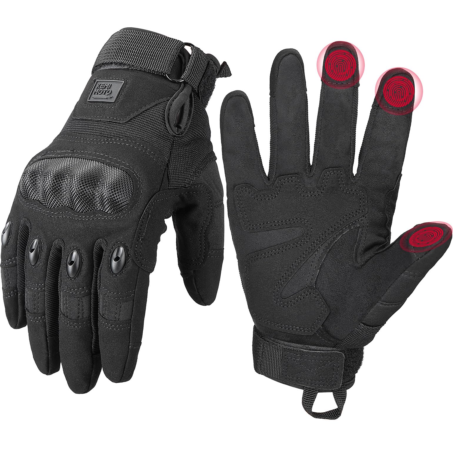 KEMIMOTO Taktische Handschuhe, Vollfinger Arbeitshandschuhe mit Knöchelprotektor, Atmungsaktiv, Rutschfest, Outdoor, Wandern, Jagd, Security, Arbeit