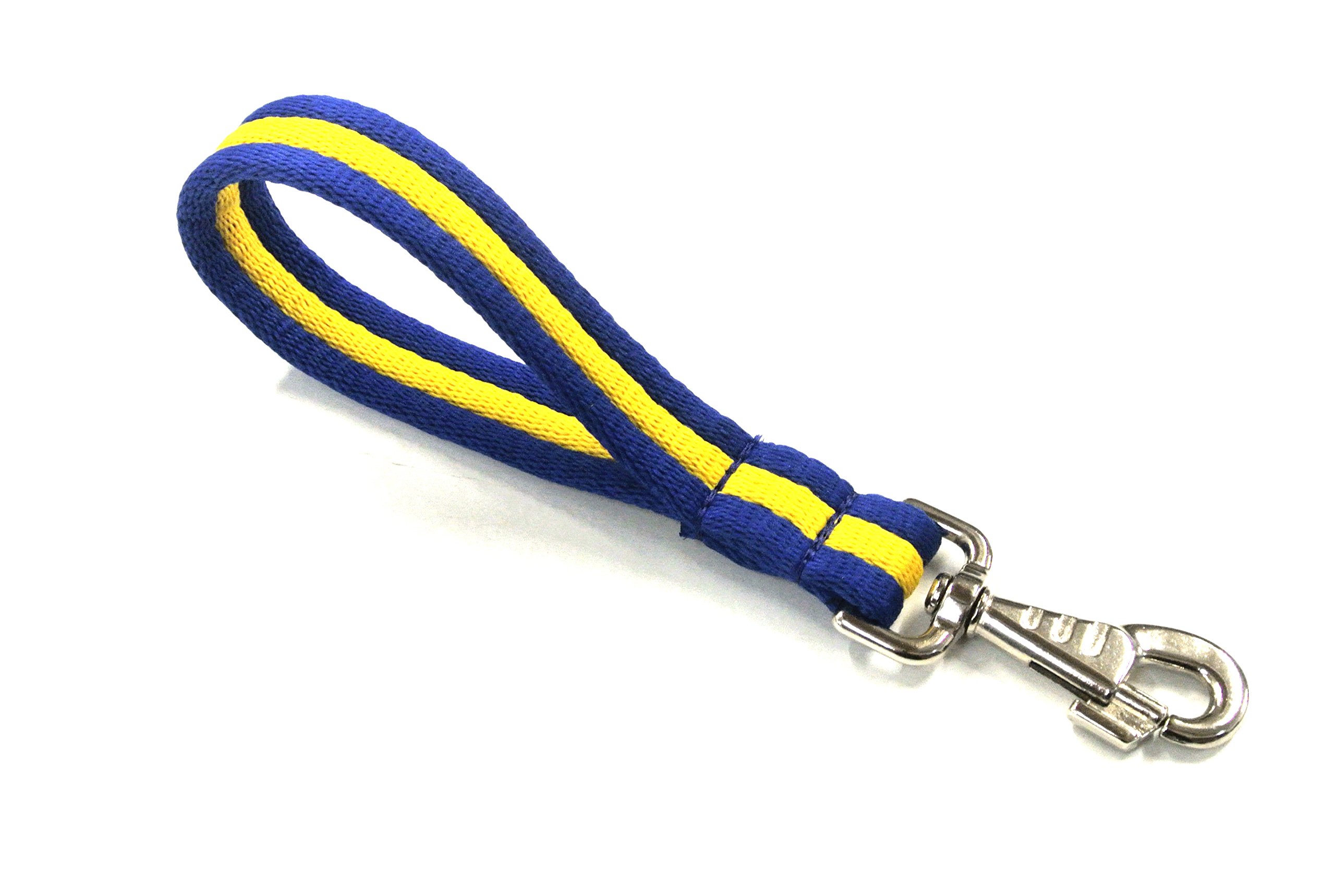 10" Short Close Control Dog Training Lead Leash 25mm Soft Air Webbing Traffic Walking Lead (10", Royal Blue/Yellow) — image 1