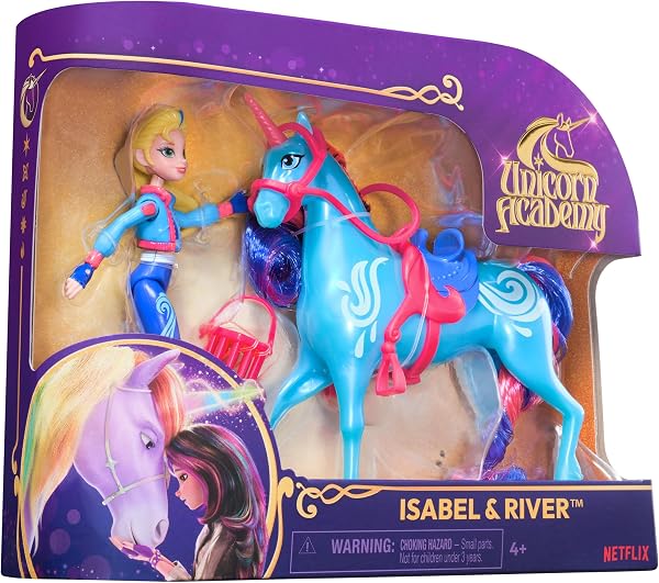 Unicorn Academy - L'Ecole des Licornes - Licorne River + Poupée Isabel - Licorne, Poupée Et Accessoires À Collectionner - Jouets Inspirés De La Série L'Ecole des Licornes - Jouet Enfant 4 Ans et + - 4