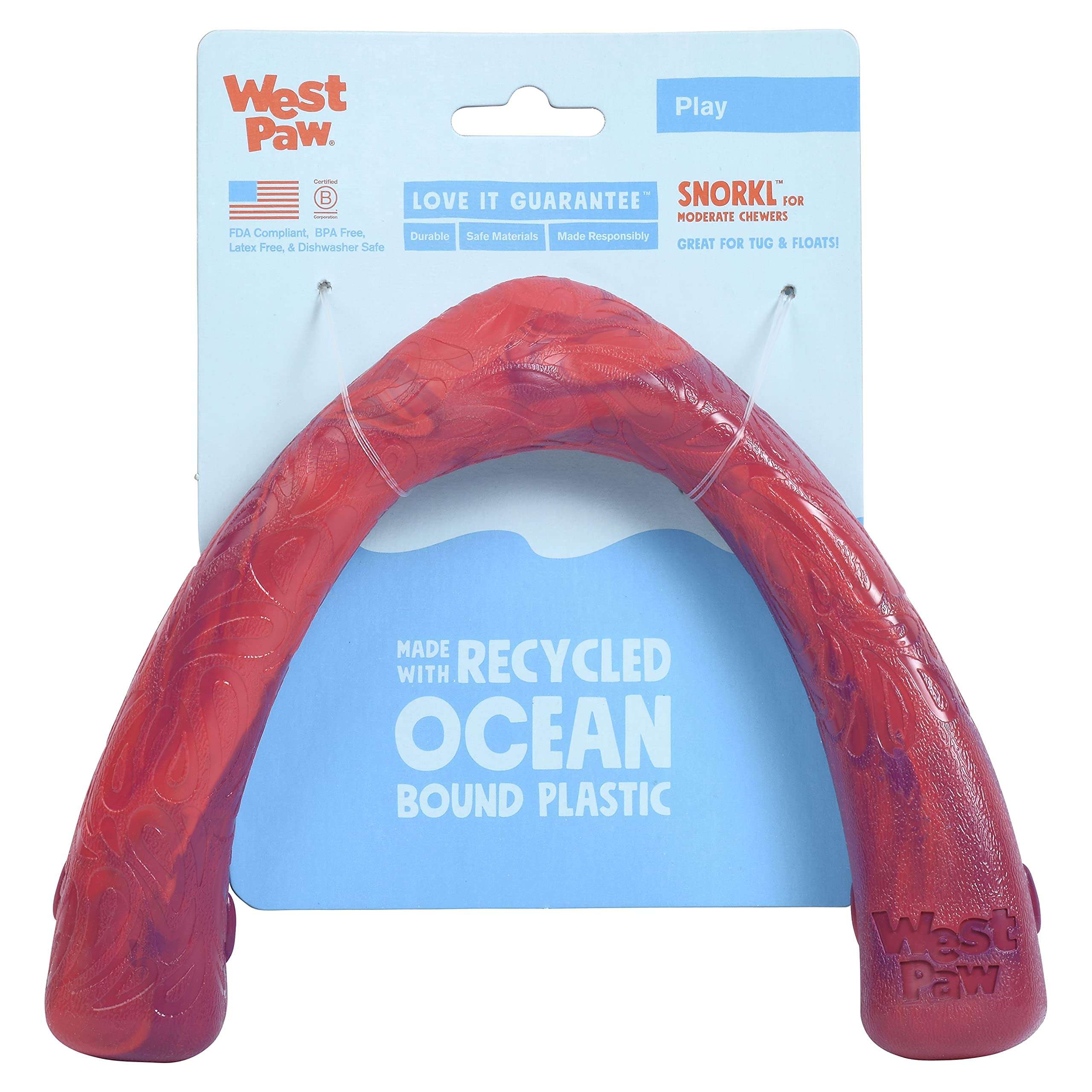 West PawsSeaflex Snorkl Dog Tug Chew Toy for Moderate Chewers, Hibiscus Large